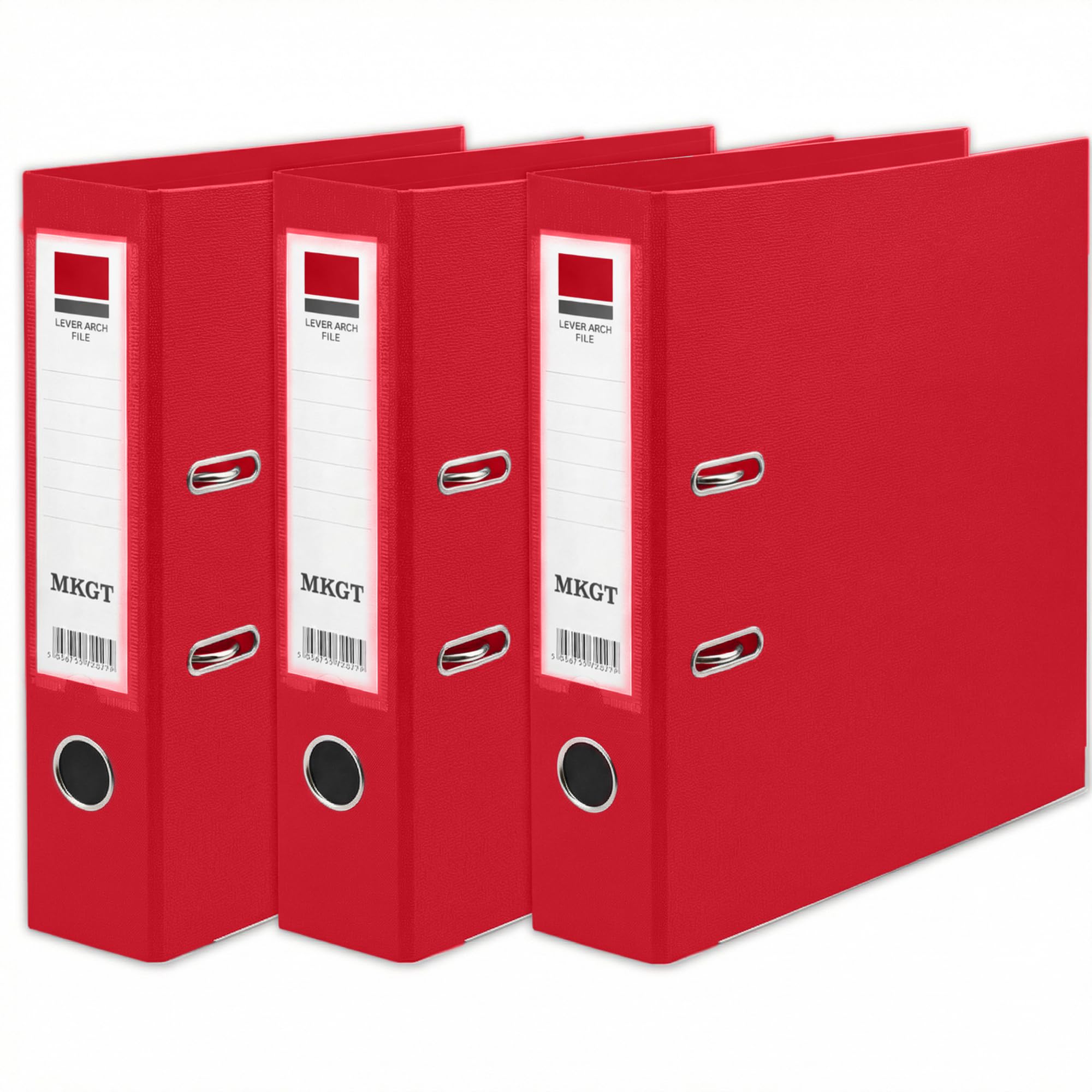 3X A4 Red Lever Arch Files Durable Folders with Metal Binder Bar Ring | Perfect for Office, Home & Classroom Use (Pack of 3 Red)
