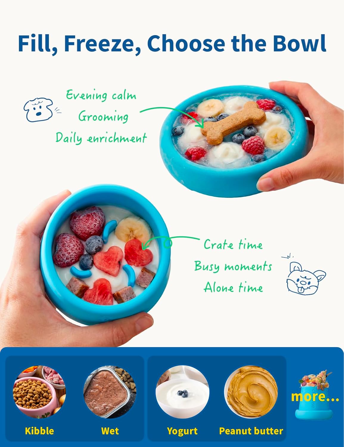 2-in-1 Dog Freeze Bowl – Freezable Deep Bowl & Licking Mat Set, Durable Food-Grade TPU Frozen Dog Treat Toy, Dishwasher Safe Frozen Licking Mat for Dogs