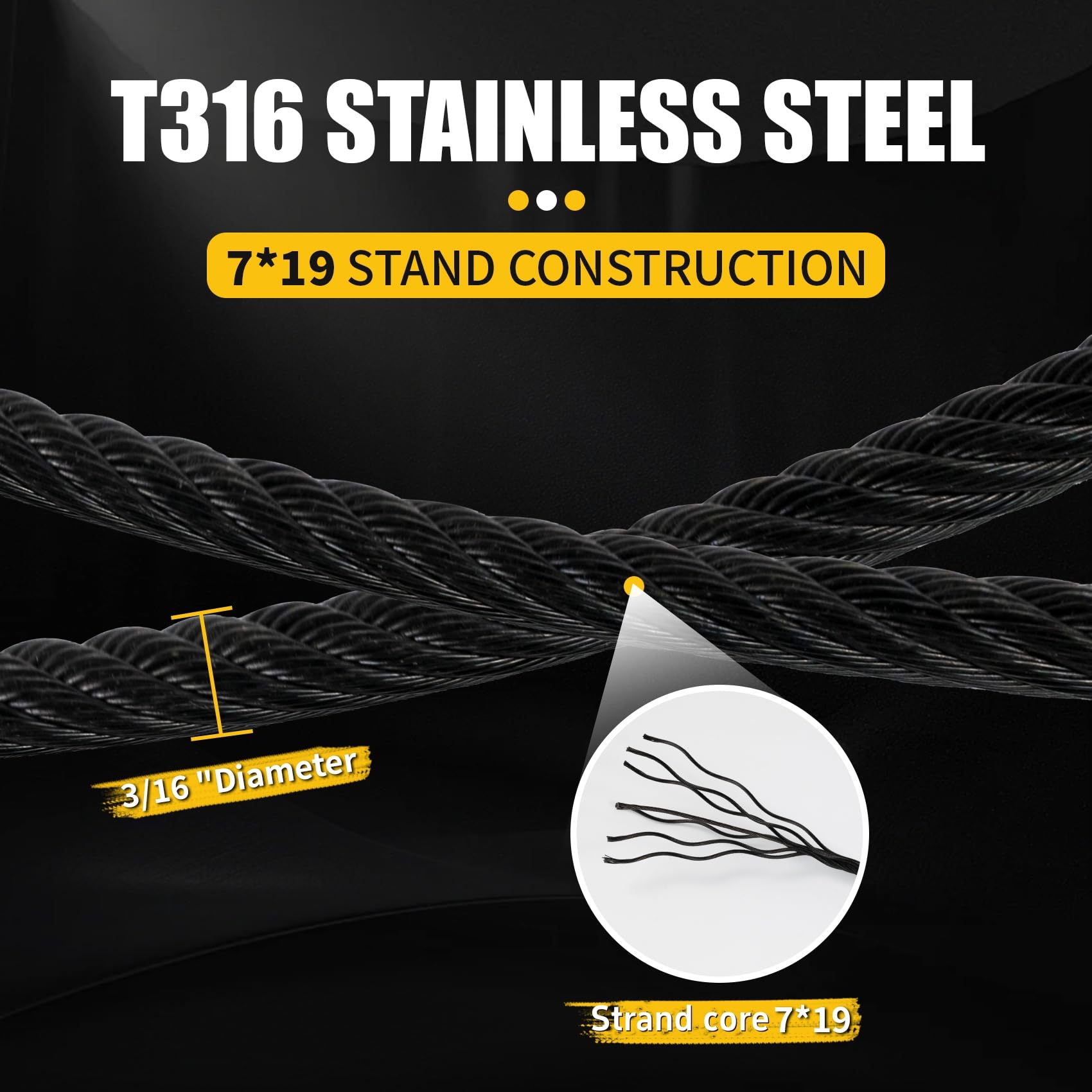 Muzata Stainless Aircraft Steel Wire Rope Cable For Railing ,Decking - View #12