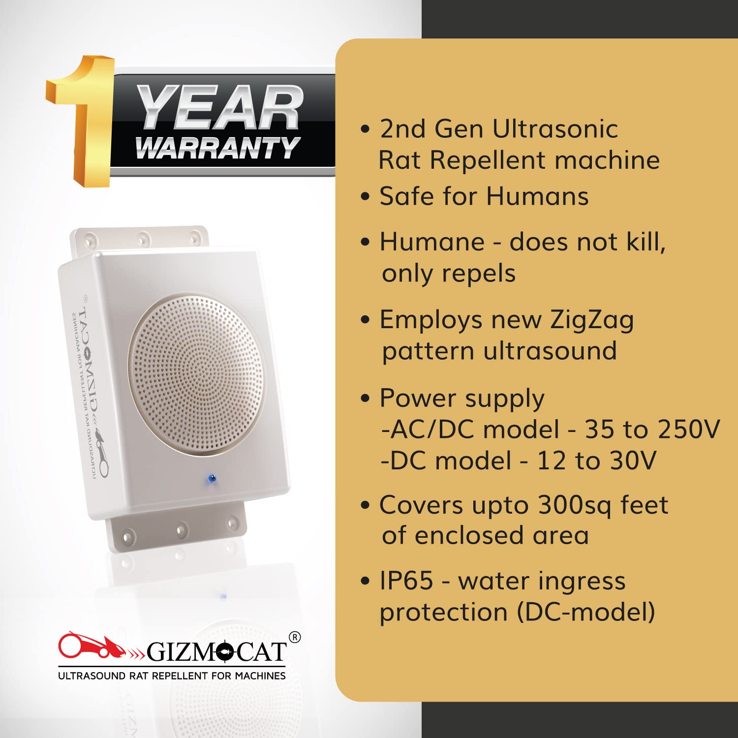 Buy GIZMOCAT Ultrasound electronic Rat Repellent machine 2nd Gen (35
