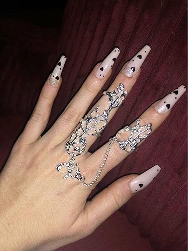 Miniatura 6 de Anillo de dedo completo para mujer, con dije de hoja, pulsera con nudillos de cadena, anillo de dedo largo abierto, cadenas de mano, anillos