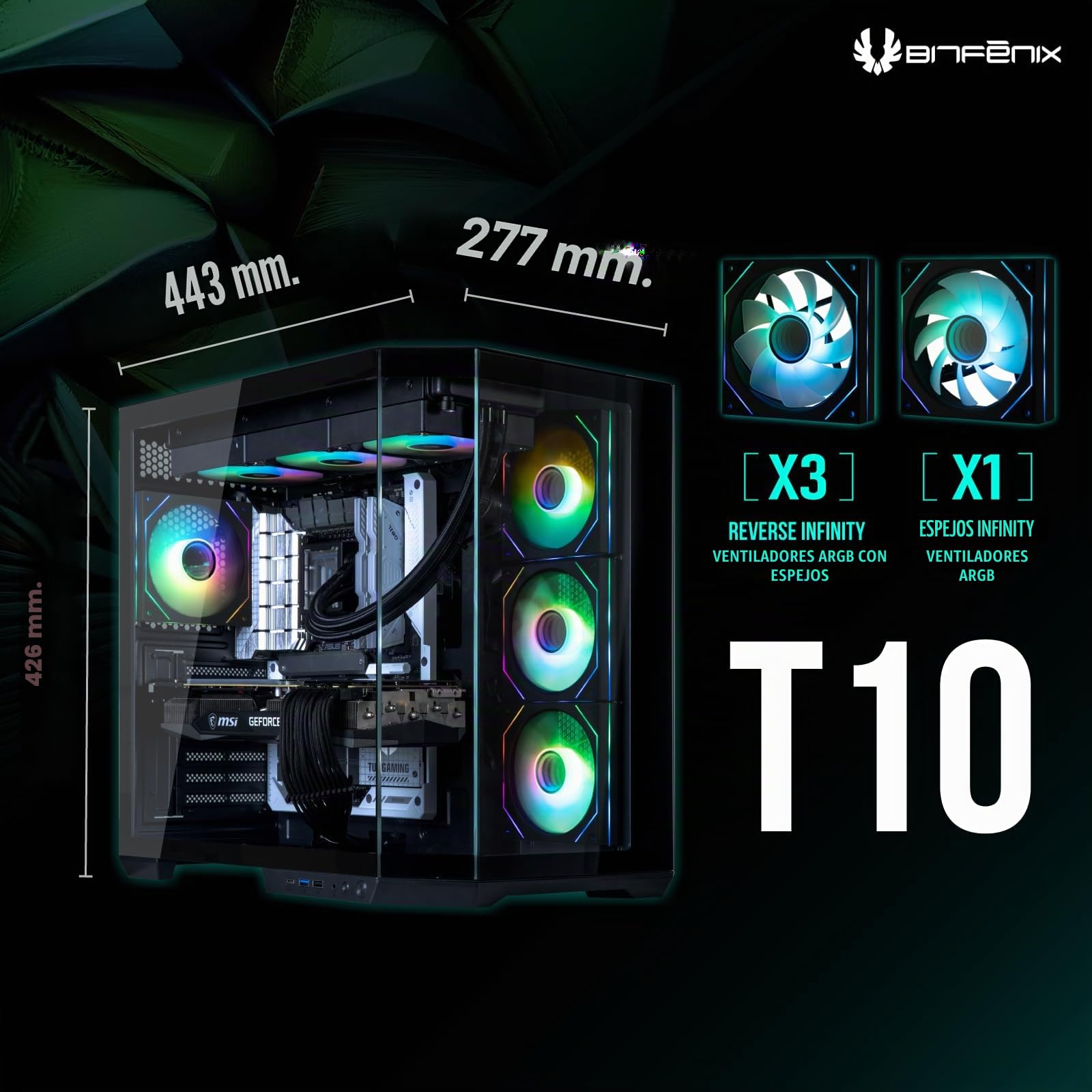 Caja de Ordenador Cube BITFENIX T10 ARGB (Negro)