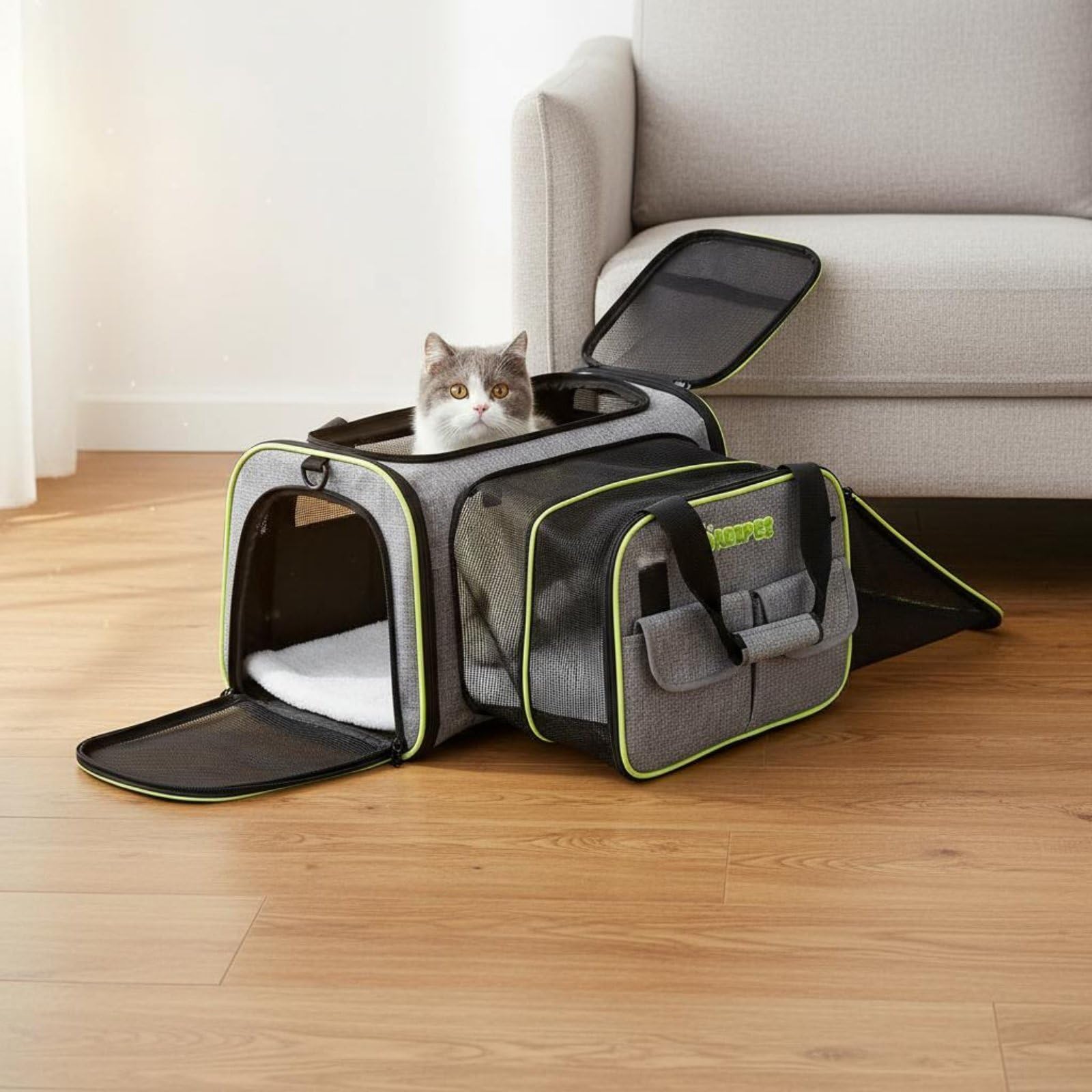 Baoblaze Transportín Expandible Mochila para Mascotas Mochila para Gatos Mochila para Perros Bolso de Viaje Expansión Trasera Tipo y Múltiples Aberturas de, Túnel Único