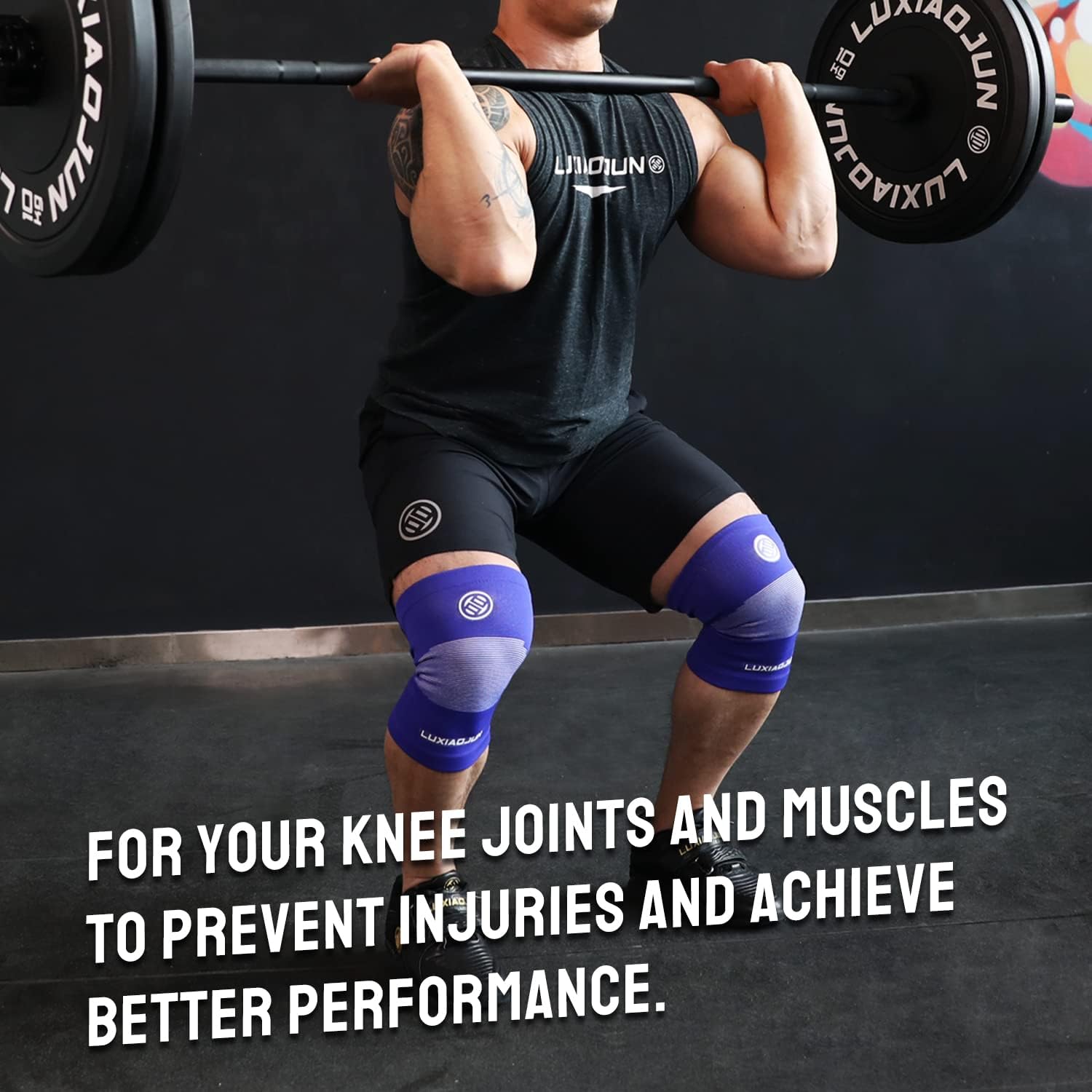 LUXIAOJUN Knee Sleeves Weightlifting, Powerlifting, Compression Knee Sleeves Knee Support for Men & Women