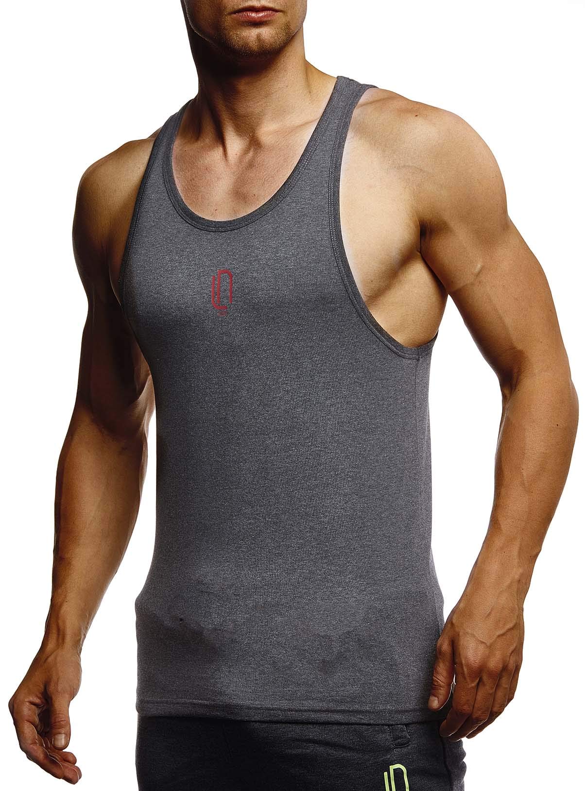 Leif Nelson Herren Muskelshirt Slim Fit - Ärmelloses Fitness Shirt Für Training