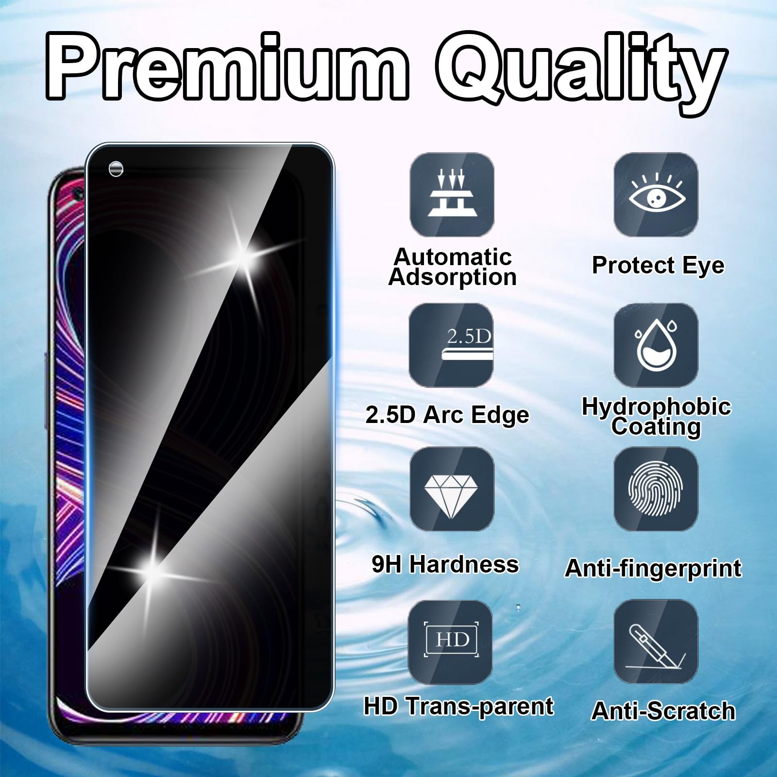 2 Pezzi Pellicola Privacy Vetro Temperato 9H Per Redmi Note 10 Pro, Anti Spy, Anti Graffio, Facile Installazione