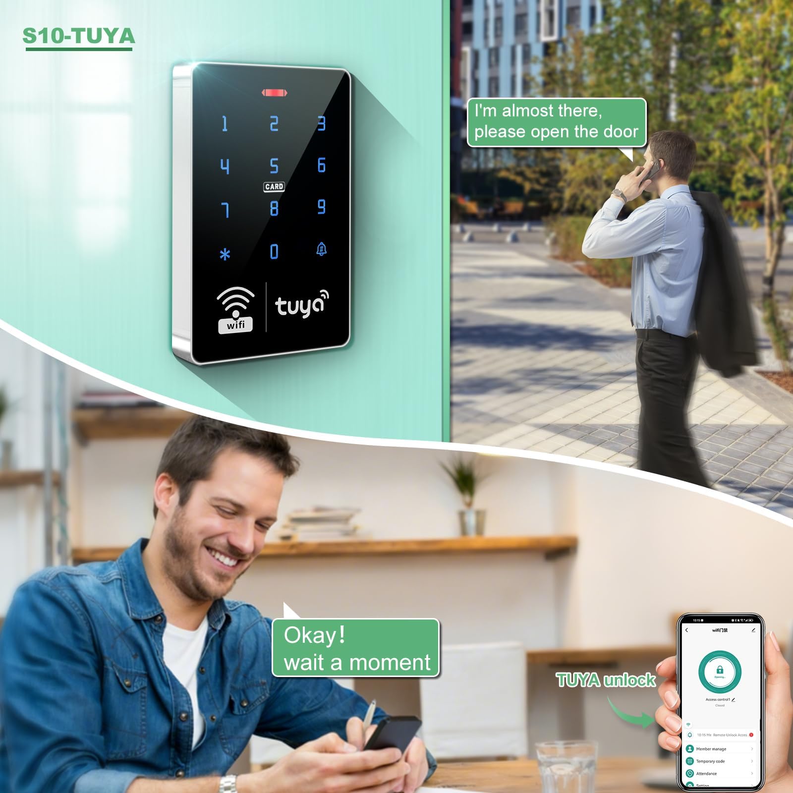Kit contrôle d'accès Intelligent TUYA WiFi, Serrure magnétique 280 kg | Clavier IP68, 3 modes : APP, PIN ou carte, contrôle à distance, bouton sortie, +10 badges, maison/bureau/appartement
