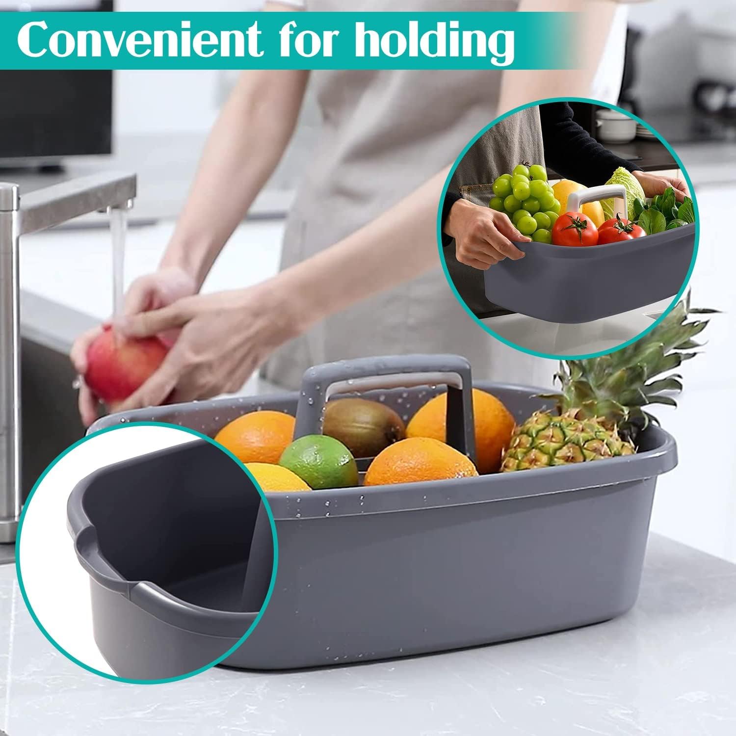 BLURISM Large Portable Plastic Shower Caddy with Handle, Hanging Mount Organizer for Cleaning Supplies, Gray Halloween, Christmas Decorations, Bathroom Storage Basket 4