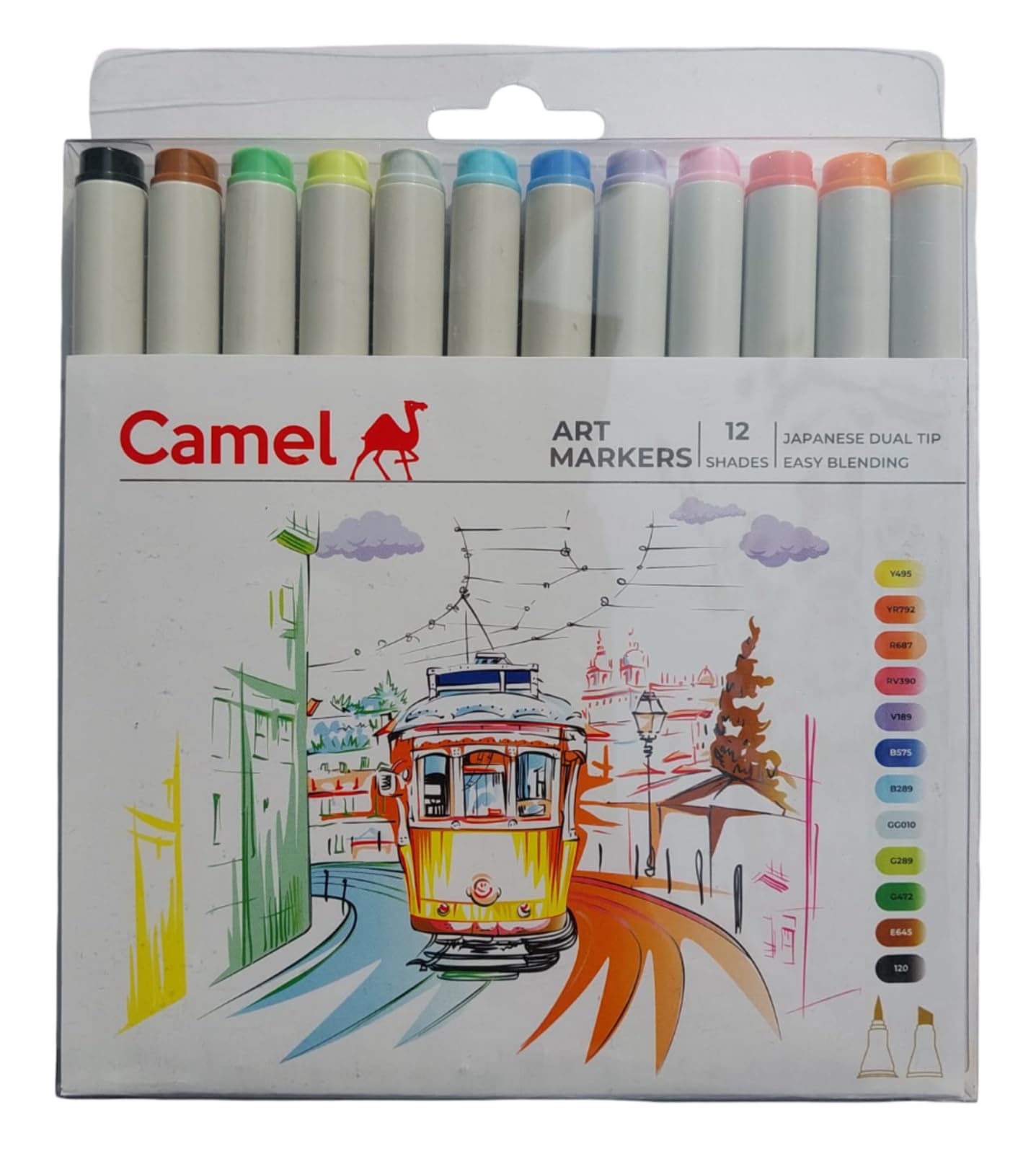 Camel Art Markers Japanese Dual Tip Easy Blending Assorted Colours (Pack of 12 Shades)-image-16