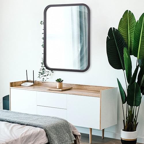 Miniatura 6 de AOAOPQ Espejo rectangular grande negro de 20 x 28 pulgadas para espejo de tocador de baño o espejo de marco de decoración de pared (horizontalVe
