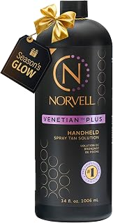 Premium Spray Tan Solution Venetian Plus 34 fl oz – Professional Sunless Tanning Formula for Deep Natural Bronze Glow, Streak-Free, Fast-Drying, Long-Lasting Color