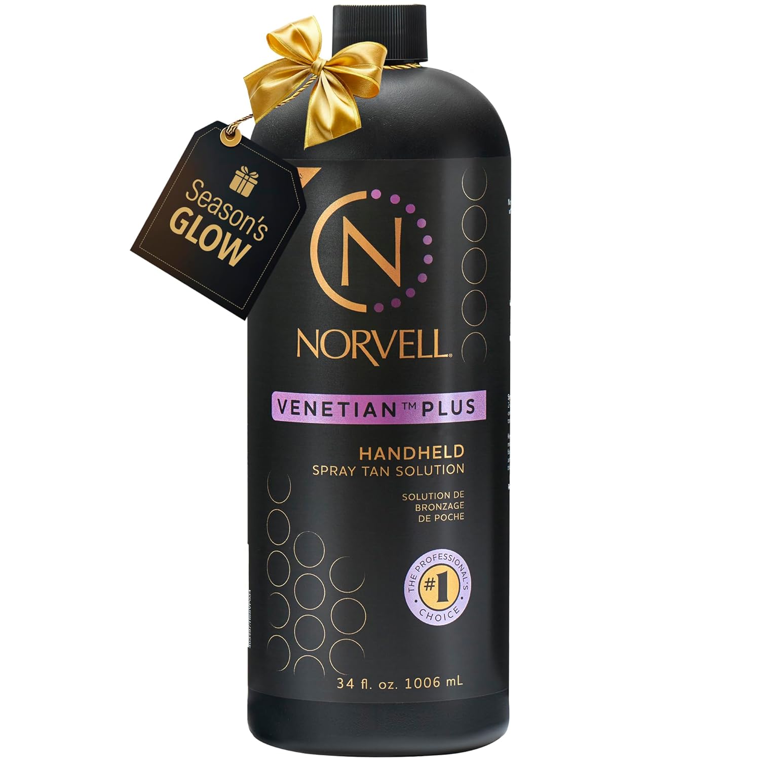 Norvell Premium Spray Tan Solution Venetian Plus 34 fl oz  Professional Sunless Tanning Formula for Deep Natural Bronze Glow, Streak-Free, Fast-Drying, Long-Lasting Color