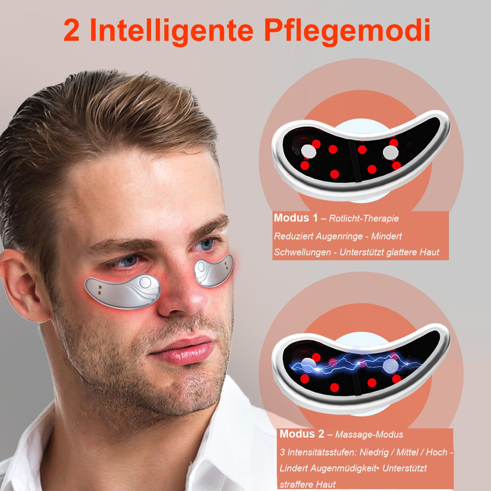 Glowpads Pro Wiederverwendbare Augenpads Augenpflege Gerät mit Rotlicht und Mikrostrom reduziert Schwellungen Augenringe feine Linien Premium Beauty Technologie für strahlende Augen