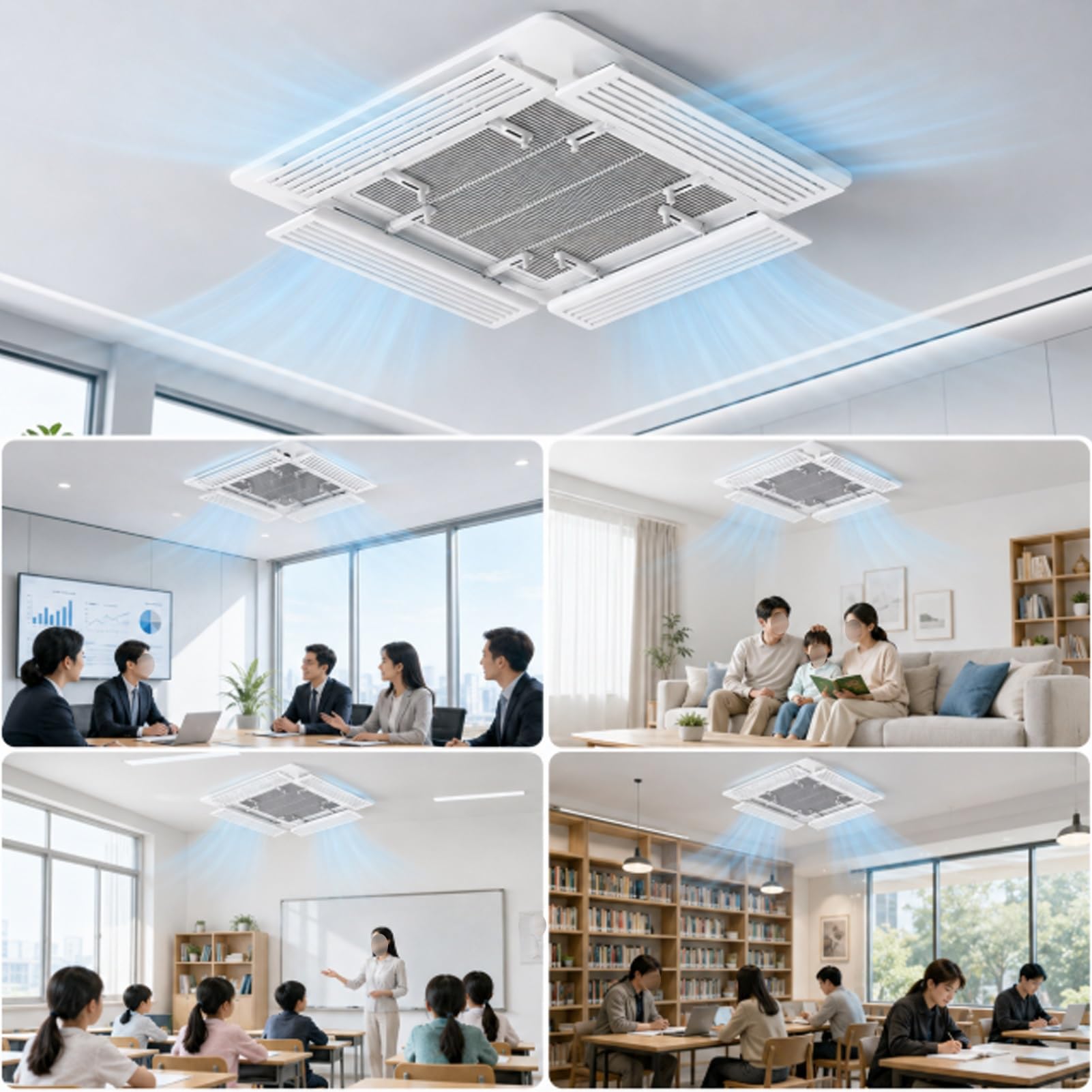 Deflettore del flusso d'aria per climatizzatore, Deflettore AC da soffitto, gancio senza trapano, flusso d'aria 180 1/2/4 pezzi 14,5x56 cm | 2-pack 14.5x56cm