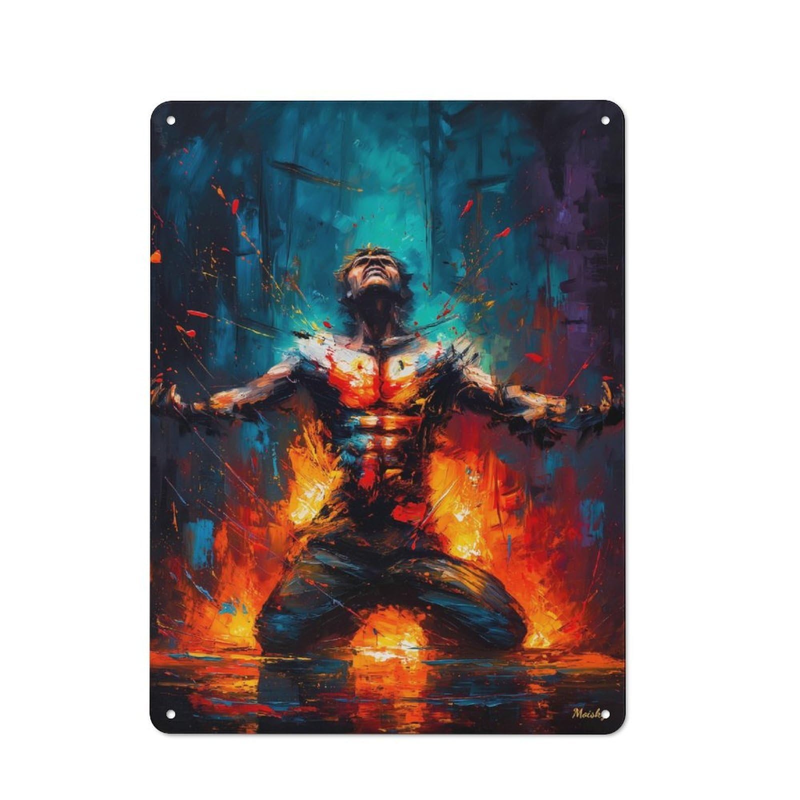 Junmoney The Inner Fire – Abstract Expressionist Art For Bar Or Restaurant, Retro Metal Plaque 40X30cm, A Decorative Christmas Gift For Hospitality Decor Collectors