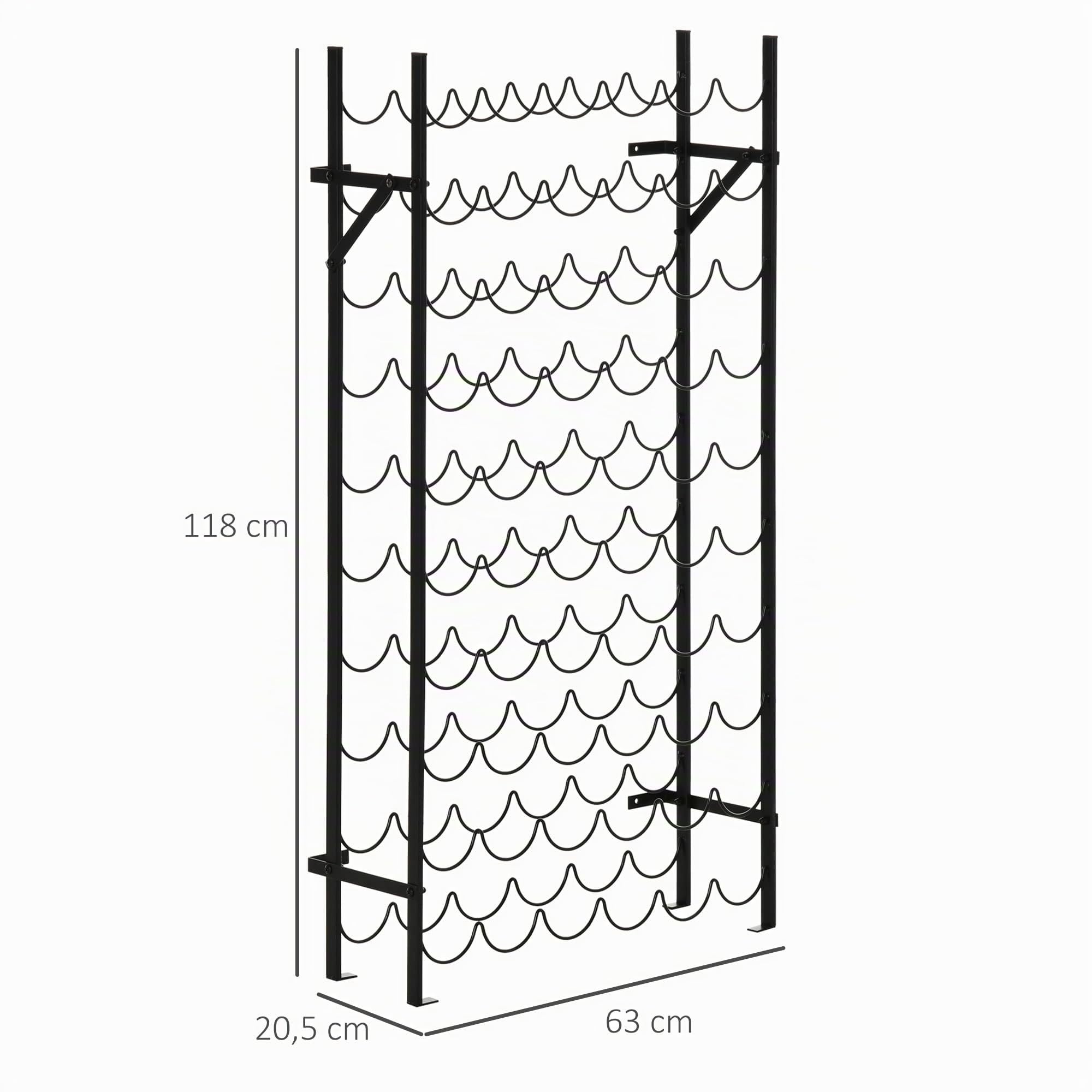 HOMCOM Étagère à vin en métal pour 60 Bouteilles - Fixation Murale - Noir