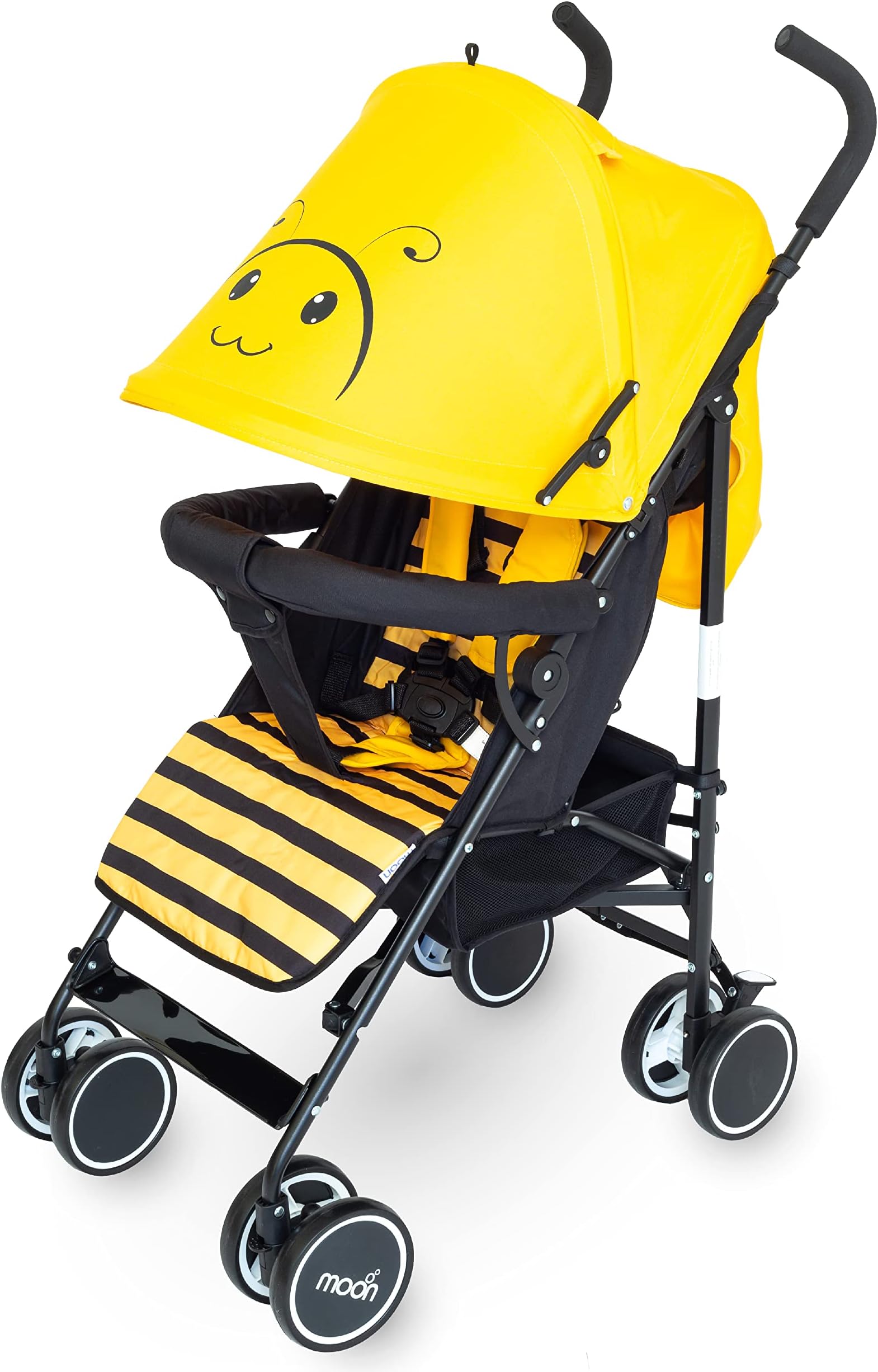 Safari Baby Stroller โ AnimalThemed Umbrella Stroller with Hood โ Compact Lightest Stroller for Travel โ Reclining, Storage Basket, Shoulder Strap โ 0m+ (Up to 18 kg) - Bee