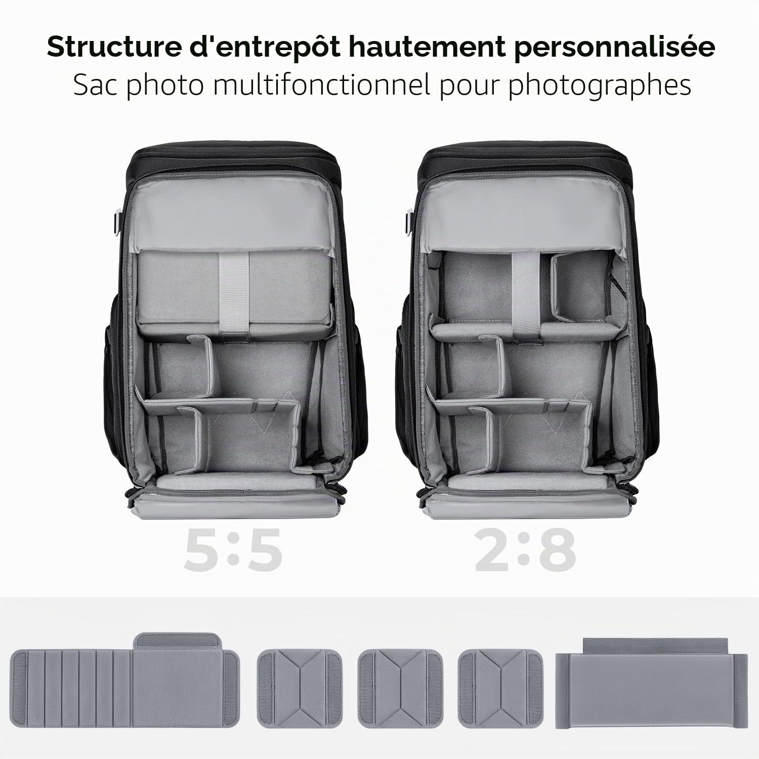 K&F Concept Sac à dos pour appareil photo sac à dos photo pour photographes, sac à dos pour appareil photo avec compartiment pour ordinateur portable 16 pouces, DJI Mavic Drone (sac à dos Alpha 25L)