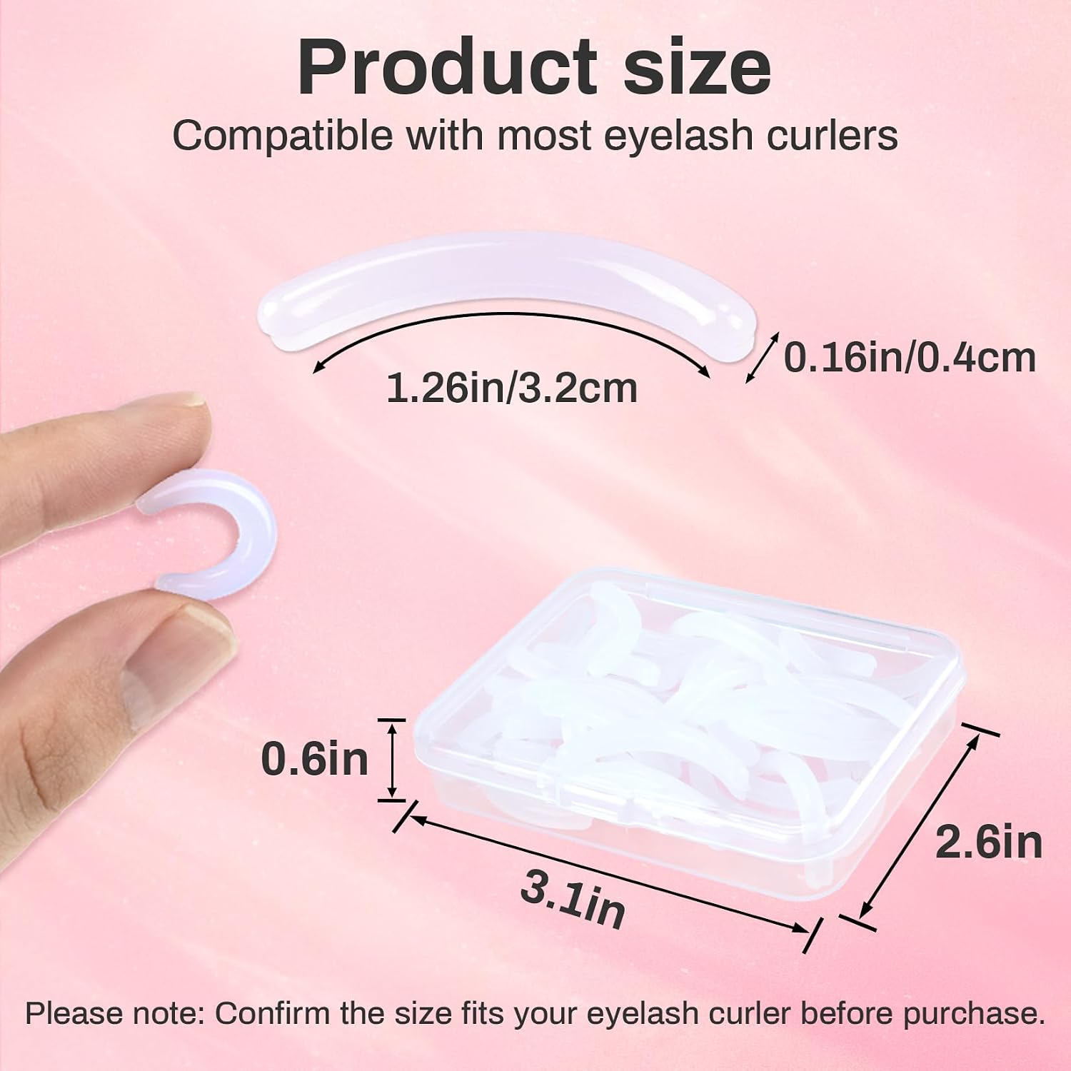 40pcs Eyelash Curler Refills - Transparent Silicone Eye Lash Curler Rubber Refill Pads Rizador De PestañAs Replacement Pads for Universal Eyelash Curler Eyelashes Accessories with Storage Box