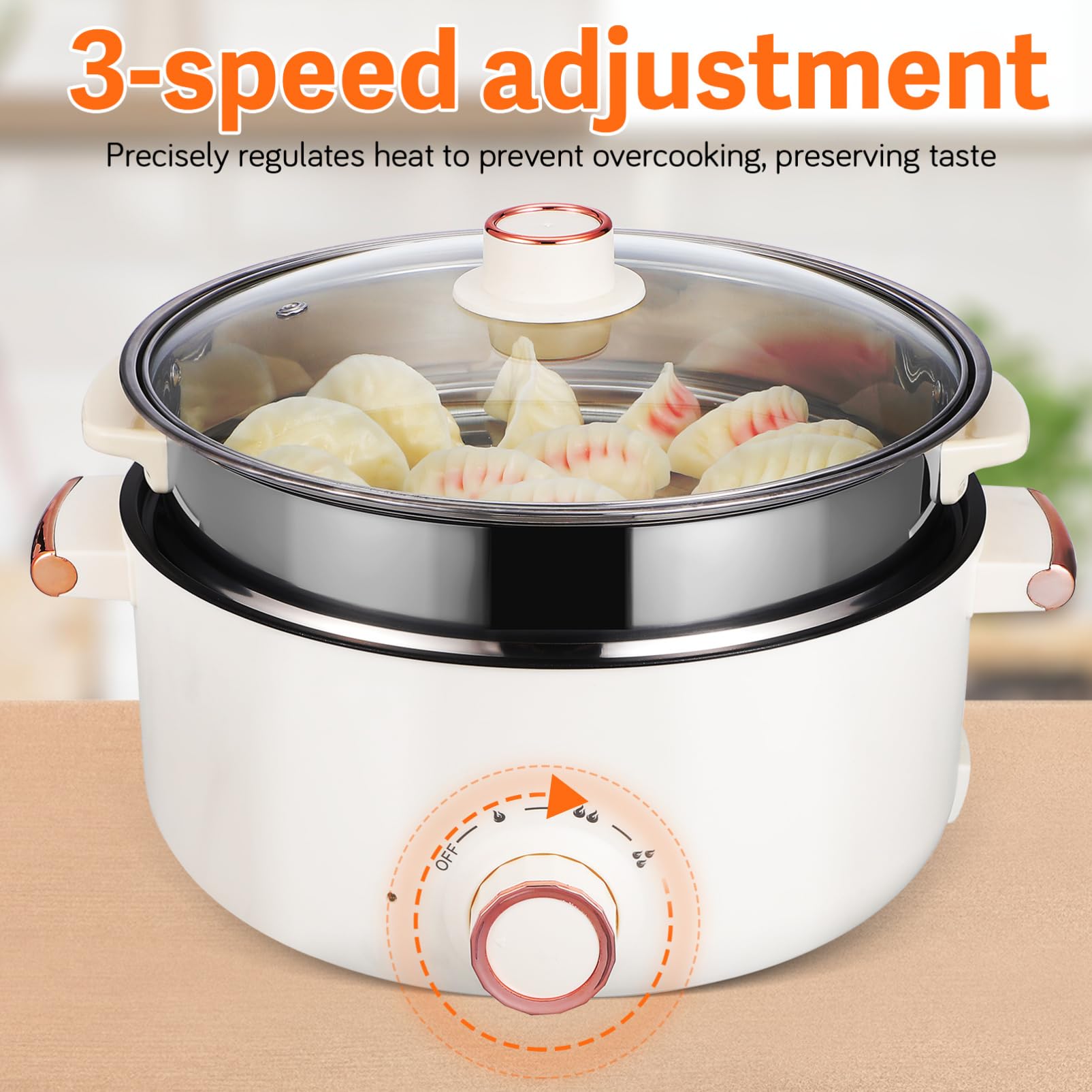 Alipis Casserole Électrique en Acier Inoxydable Revêtement Antiadhésif 4l Multifonctionnelle Portable pour Mijotage et Cuisson Rapide pour Dortoirs et Repas Rapides