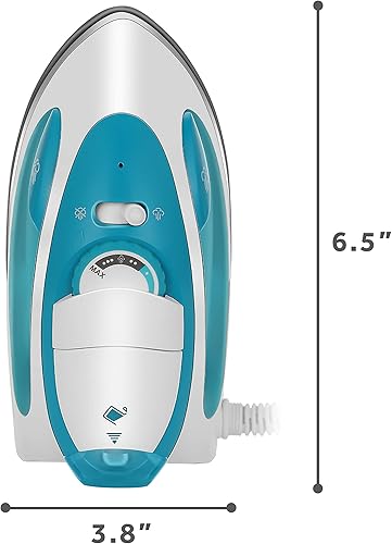 Vista 8 de Sunbeam Plancha de vapor de viaje, 1080 vatios, doble voltaje 120/240, tamaño compacto, portátil, suela antiadherente, mango suave al tacto, uso