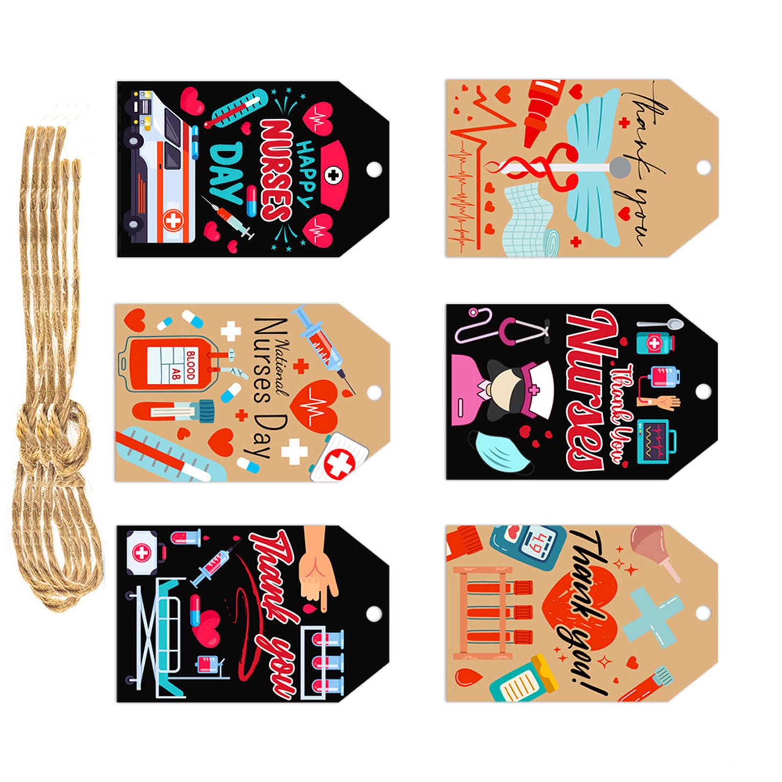 Xjdzineq 60Pcs Nurse Day Decoration Thank You Labels Hanging Pendant for Medicals Party and National Nurses Week Medicals Staff Celebration Decoration