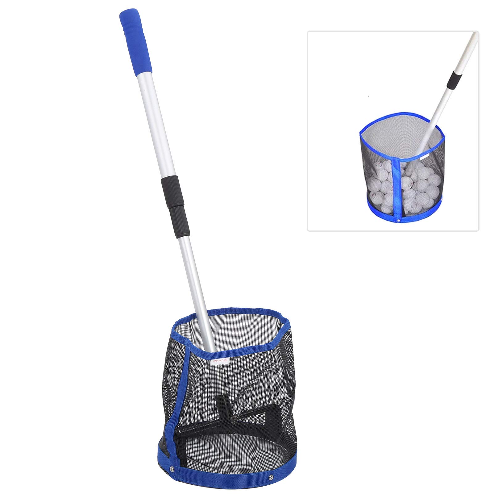 Raccoglitore di Palline da Pong, Grande capacità, 120 Palline, Portatile, con Manico Retrattile, Angolo Regolabile, Contenitore a Rete per Giocatori, Allenatori, allenamen