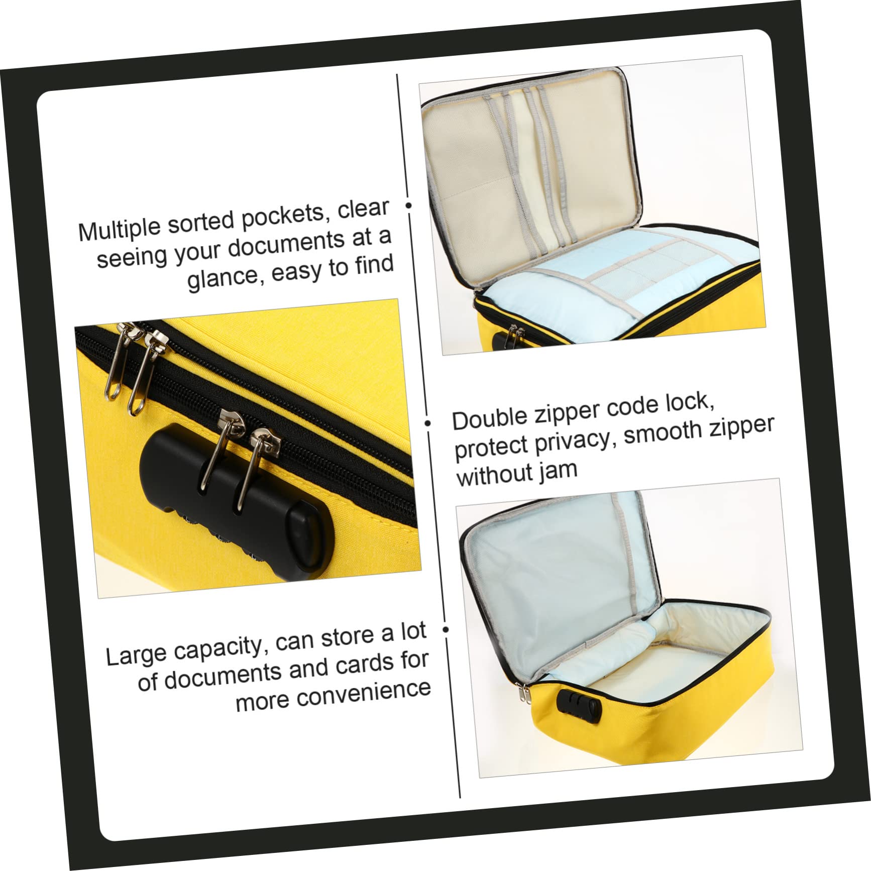 1pezzi Capacità Pouch Multifunzionale Per Documenti e Carte Con Serratura Astuccio Materiale Resistente Per Uso Quotidiano e Viaggi