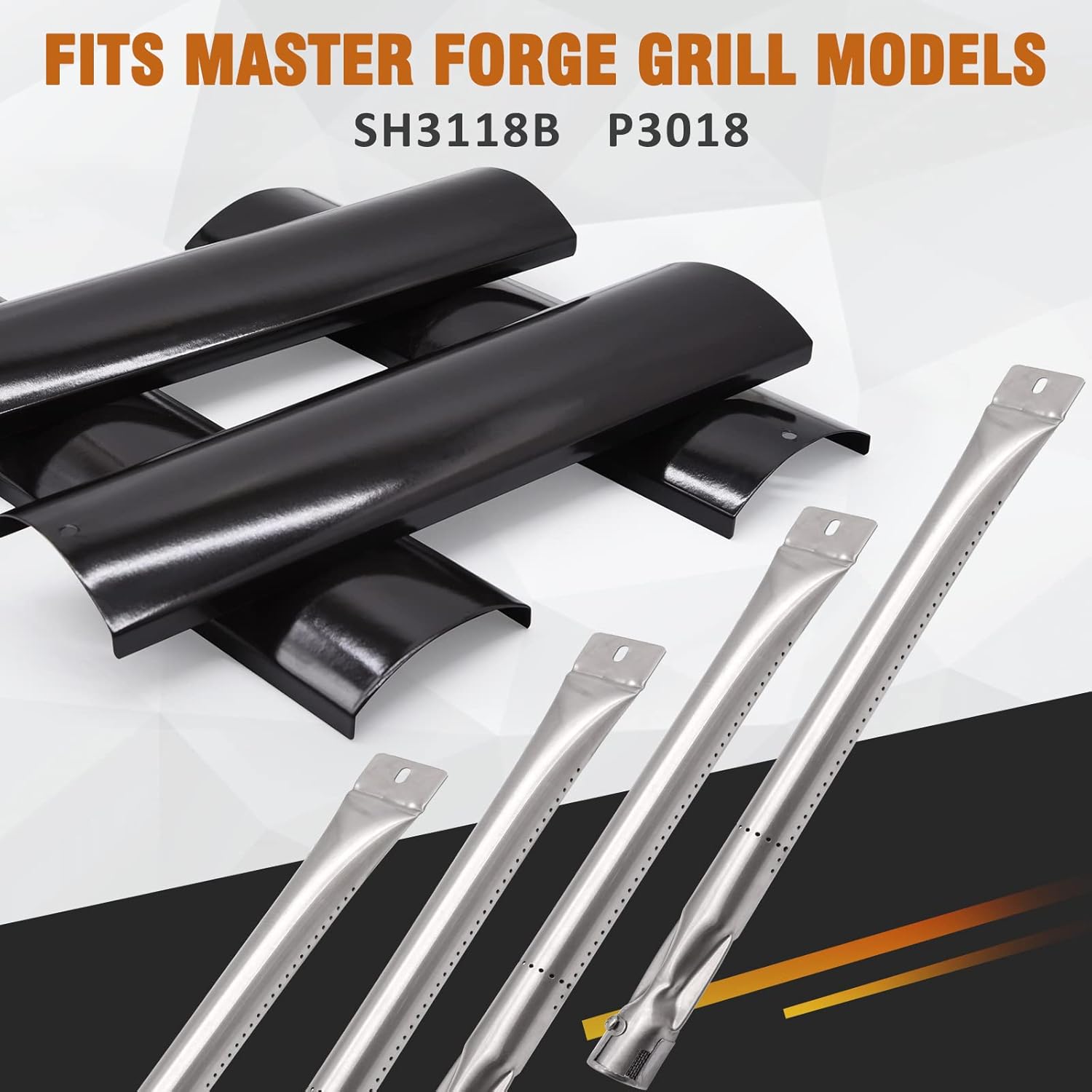 Gas Grill Parts for Kenmore 148.45961610 148.20125510 148.34176411 148.16656010 148.23683310 148.16656011 148.23682310 148.34176410, Master Forge SH3118B P3018 Burners Heat Plates Replacement