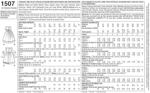 Miniatura 2 de Simplicity 1507 - Vestido formal para niña pequeña, patrón de costura, tallas 4-8