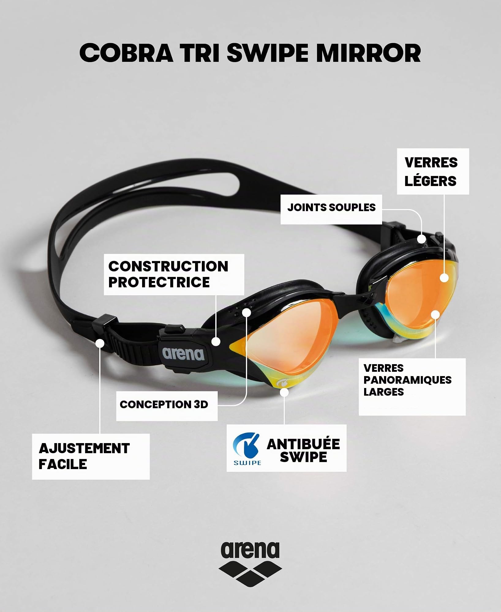 arena Cobra Tri Swipe Mr Lunettes De Plongée Homme