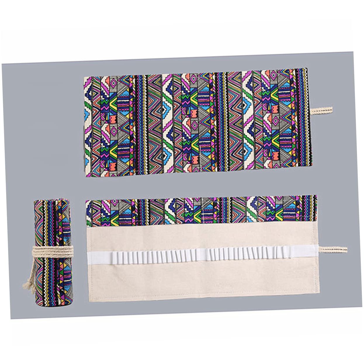 STOBOK 3piezas Estuche Portátil De Lápices De Estilo Bolsa De Canvas Hecha Mano Organizador Capacidad para Lápices para Dibujantes y Artistas Diseño Enrollable Cierre
