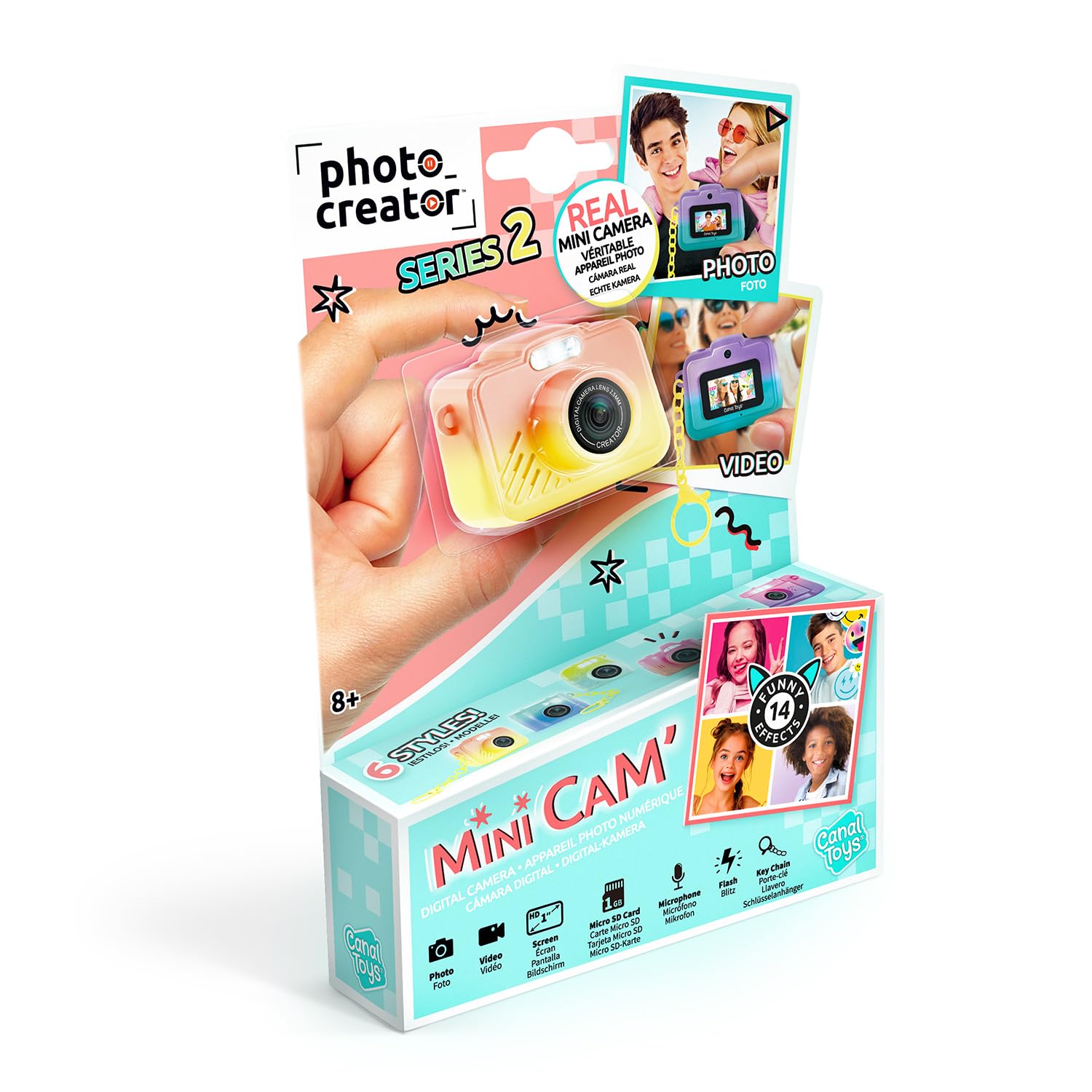 Canal Toys - Photo Creator - Mini macchina fotografica per bambini e video digitale - Mini fotocamera per creare souvenir - Regalo per bambini 8 anni+ -14 filtri- Flash+Micro - Formato Viaggio - CLK