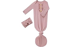 Knotted Sleeper And Headbands Set For Baby Girls