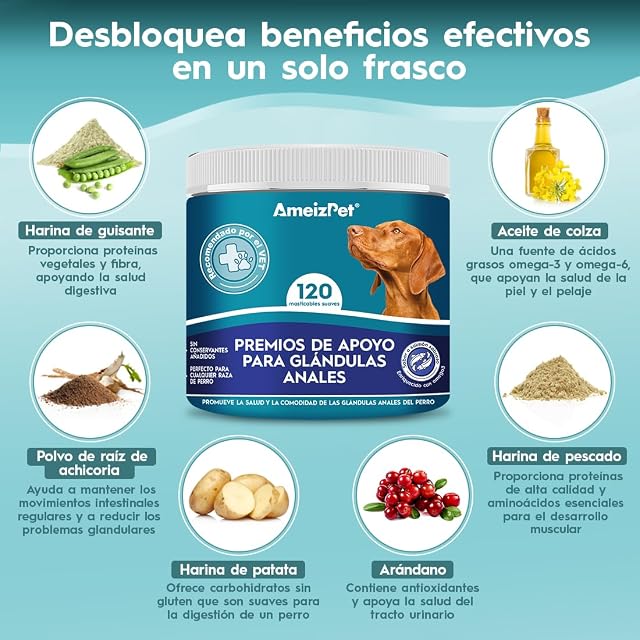 Foto 3 de 5 de AmeizPet Masticables Glándulas Anales para Perros, Fibra, 120 uds