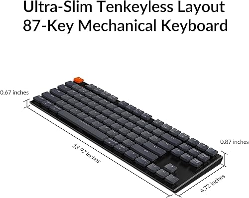Miniatura 5 de Keychron Teclado mecánico con cable Bluetooth inalámbrico y USB con diseño sin llave de 87 teclas con interruptor marrón Gateron de perfil bajo