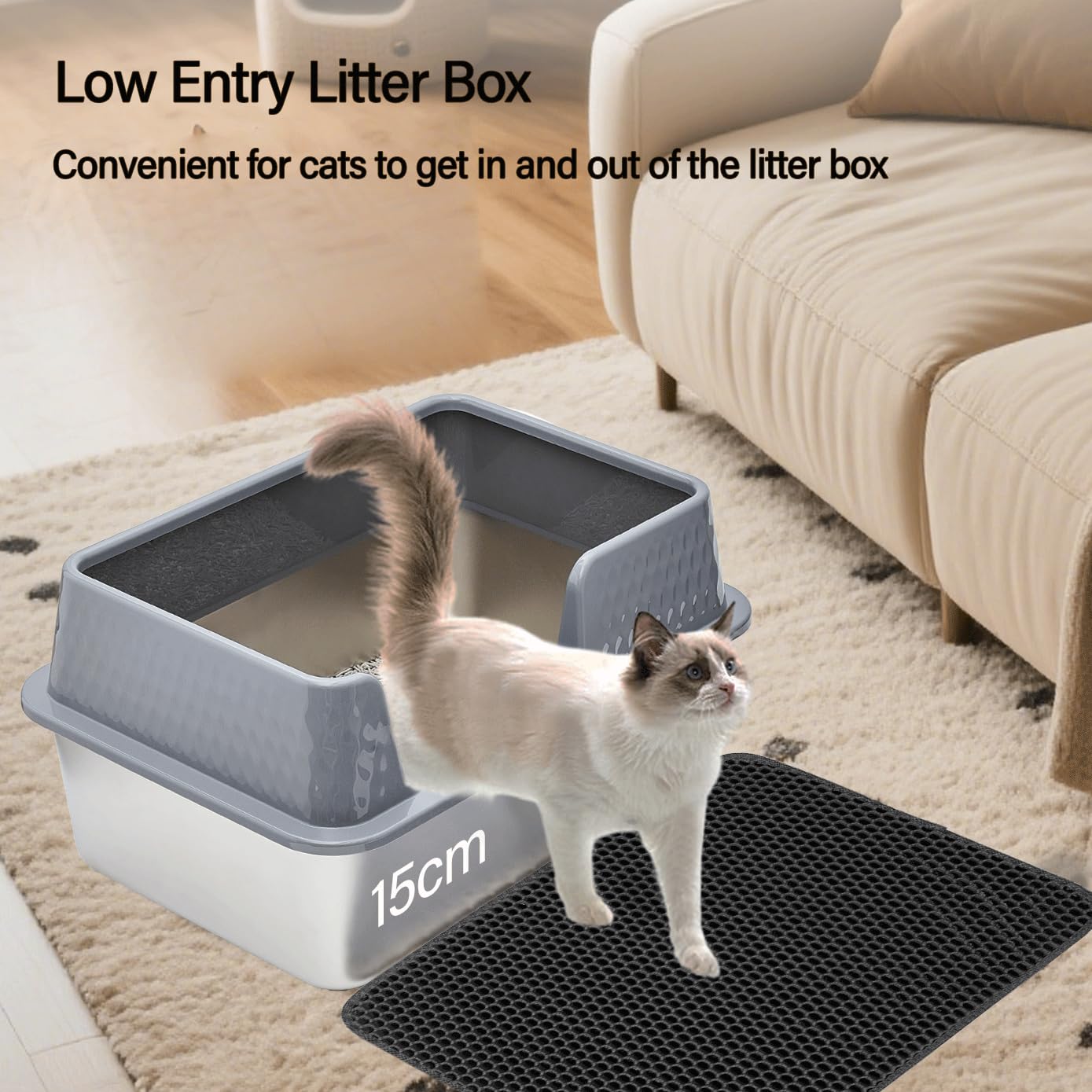 THEYFIRST Stainless Steel Cat Litter Box Large With Lid - Sustainable Cats-413472
