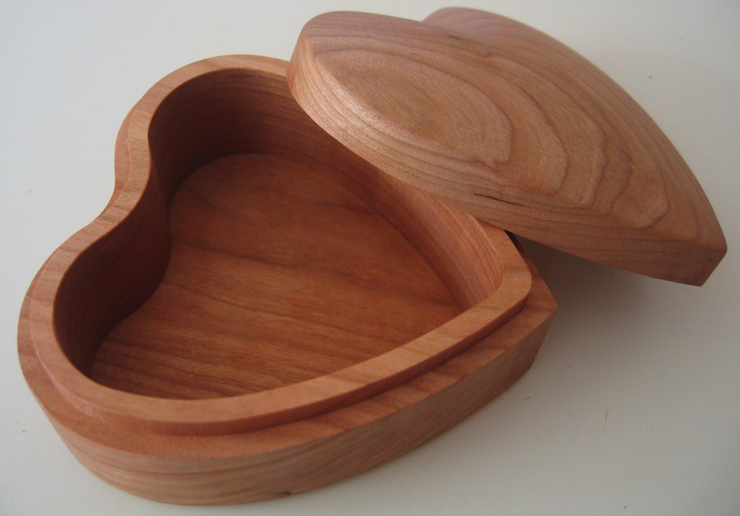 Cherry Wood Heart Shaped Jewelry Box with Optional Custom Engraving