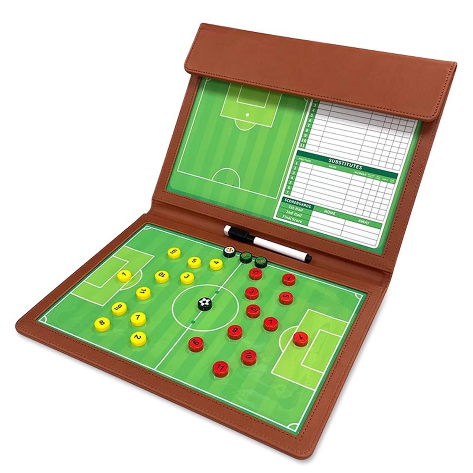 JKXLSLAX Soccer Coaching Board, Soccer Clipboard for Coaches, Whiteboard for Coaches, Tactical Magnetic Board, Foldable Erasable Coaches Strategy Clipboard with Marker Pen a Magnetic Chess Pieces