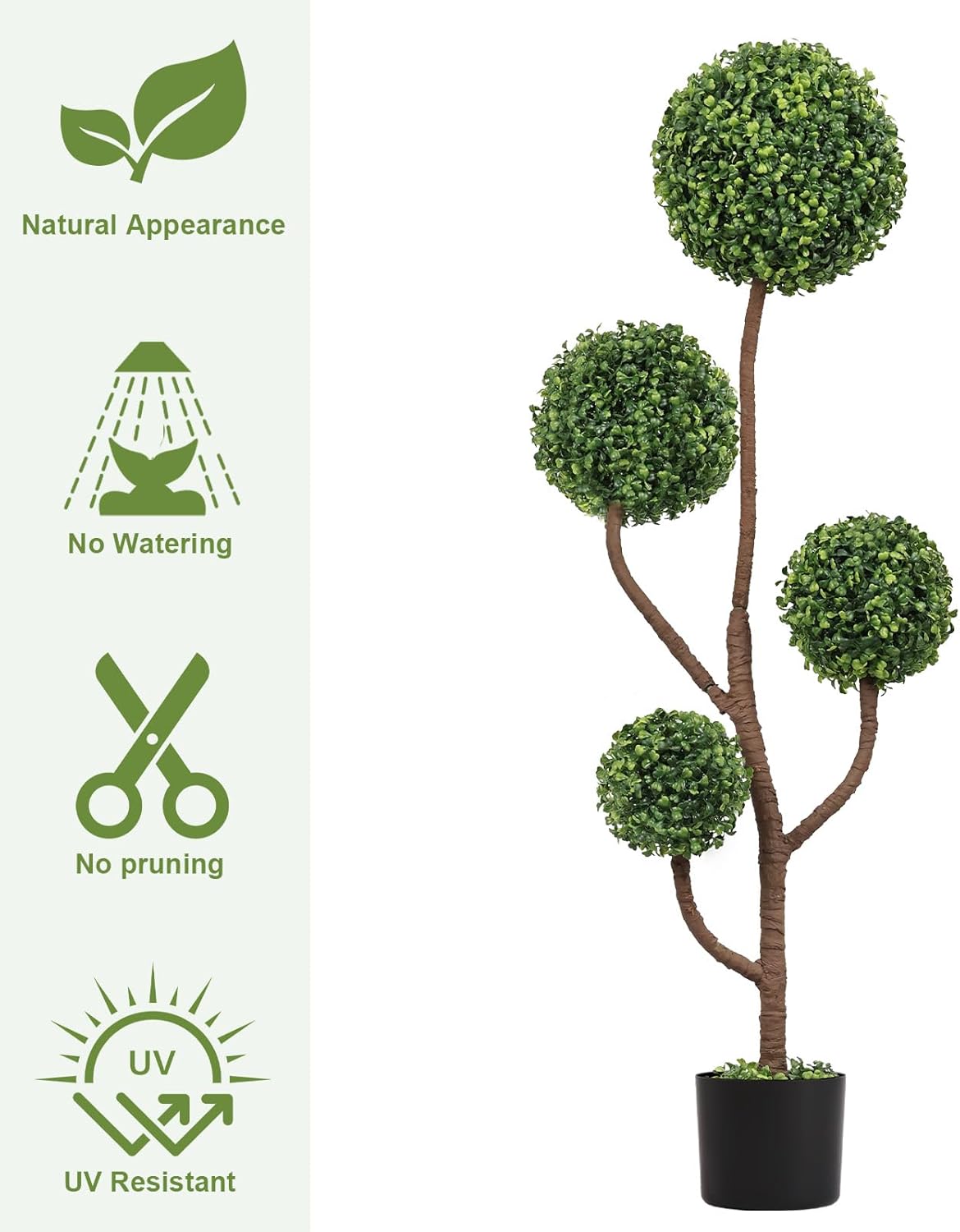 4FT Artificial Boxwood Topiary Tree in Pot, Large Faux Plant for Indoor Outdoor Decor, Patio, Porch, Garden, and Home Decoration