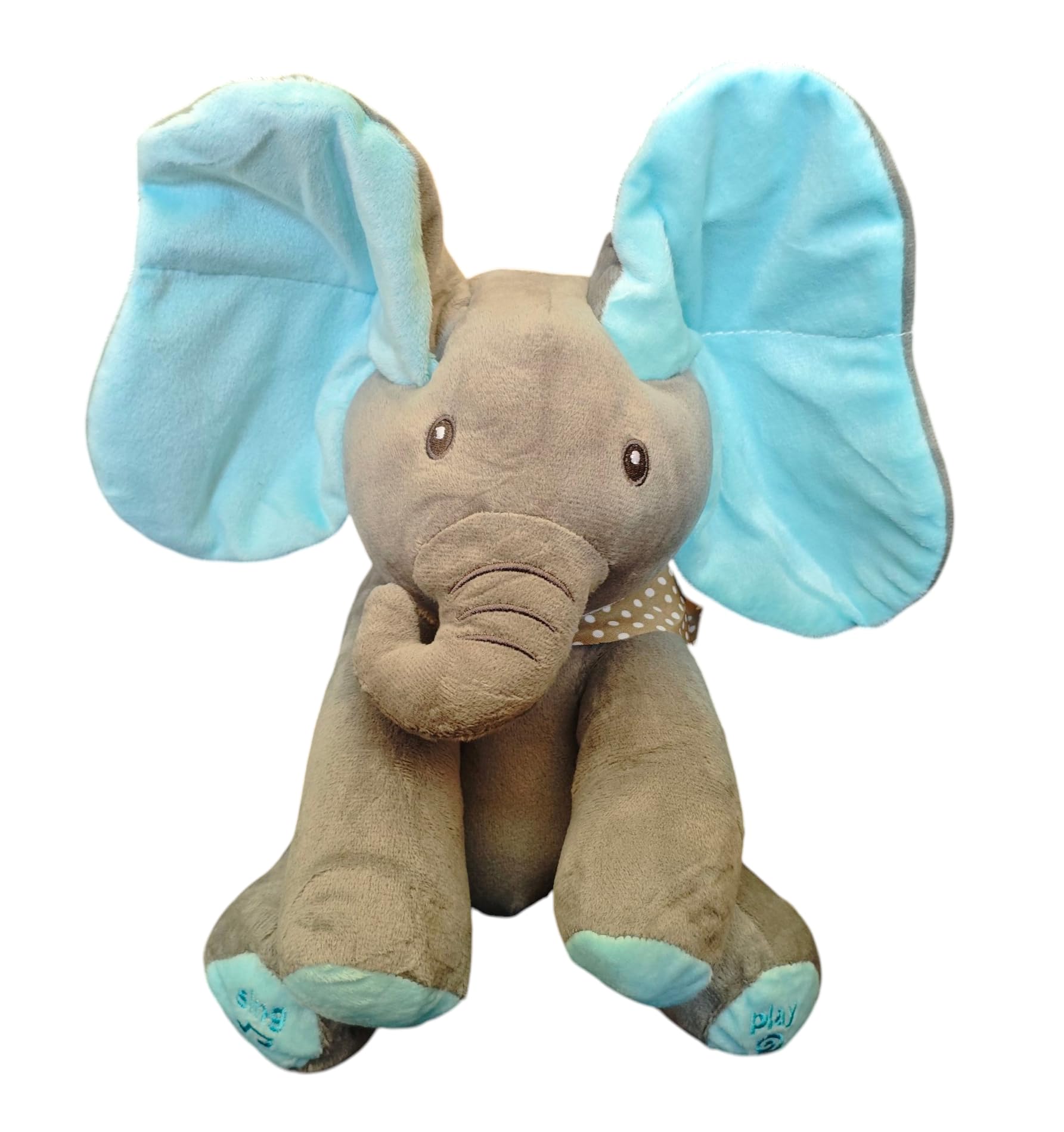 Savealot Peekaboo Singing Elephant Plush Toy - Interactive Animated Stuffed Animal for Babies - Super Soft Fabric, Sings and Plays Peek-a-Boo, for 6 Months+ (Blue)