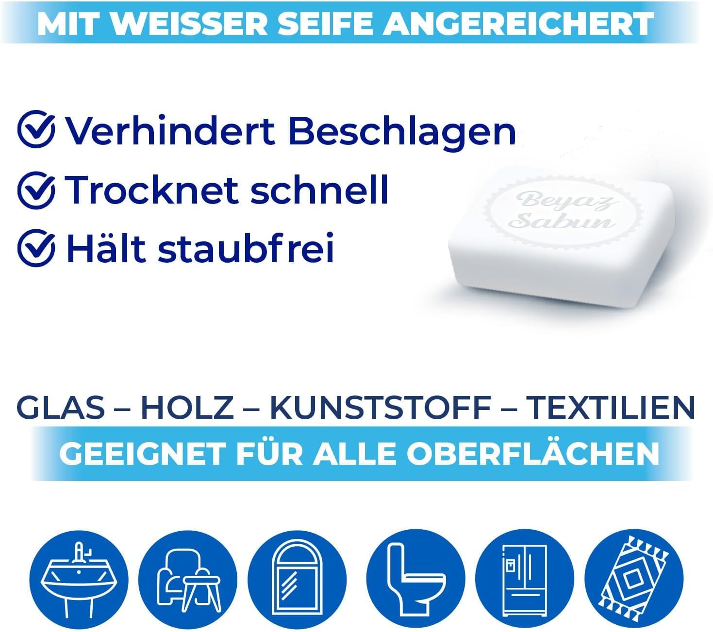 Bingo 6x Reinigungs Streifenfrei Oberflächenreinigungstücher Staubreiniger Kraftvolle Markenqualität Glas & Oberflächen – Schnell trocknend Tischtücher, Farbe: Lavendel, (6, Blau)