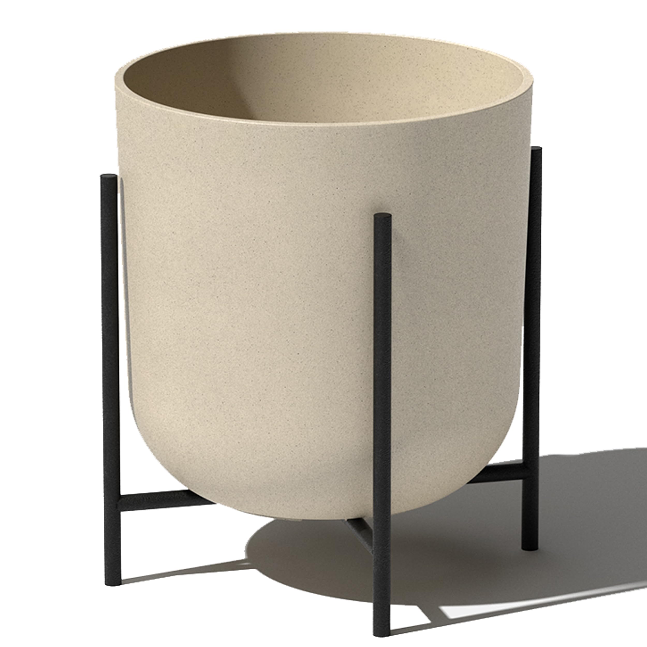 Veradek Mason Series Raised Lima Planter - Round Planter for Patio/Balcony | Plastic-Stone Composite w/Metal Plant Stand | Modern Décor for Plants