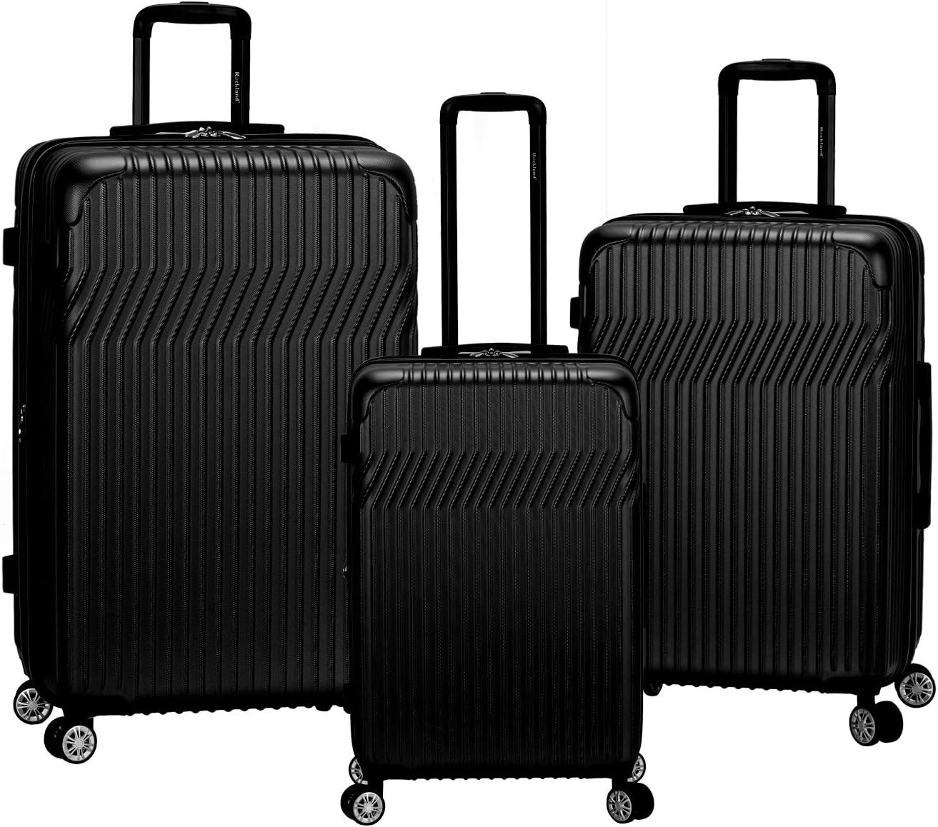 Rockland Pista Hardside Spinner Wheel Luggage Set, Black