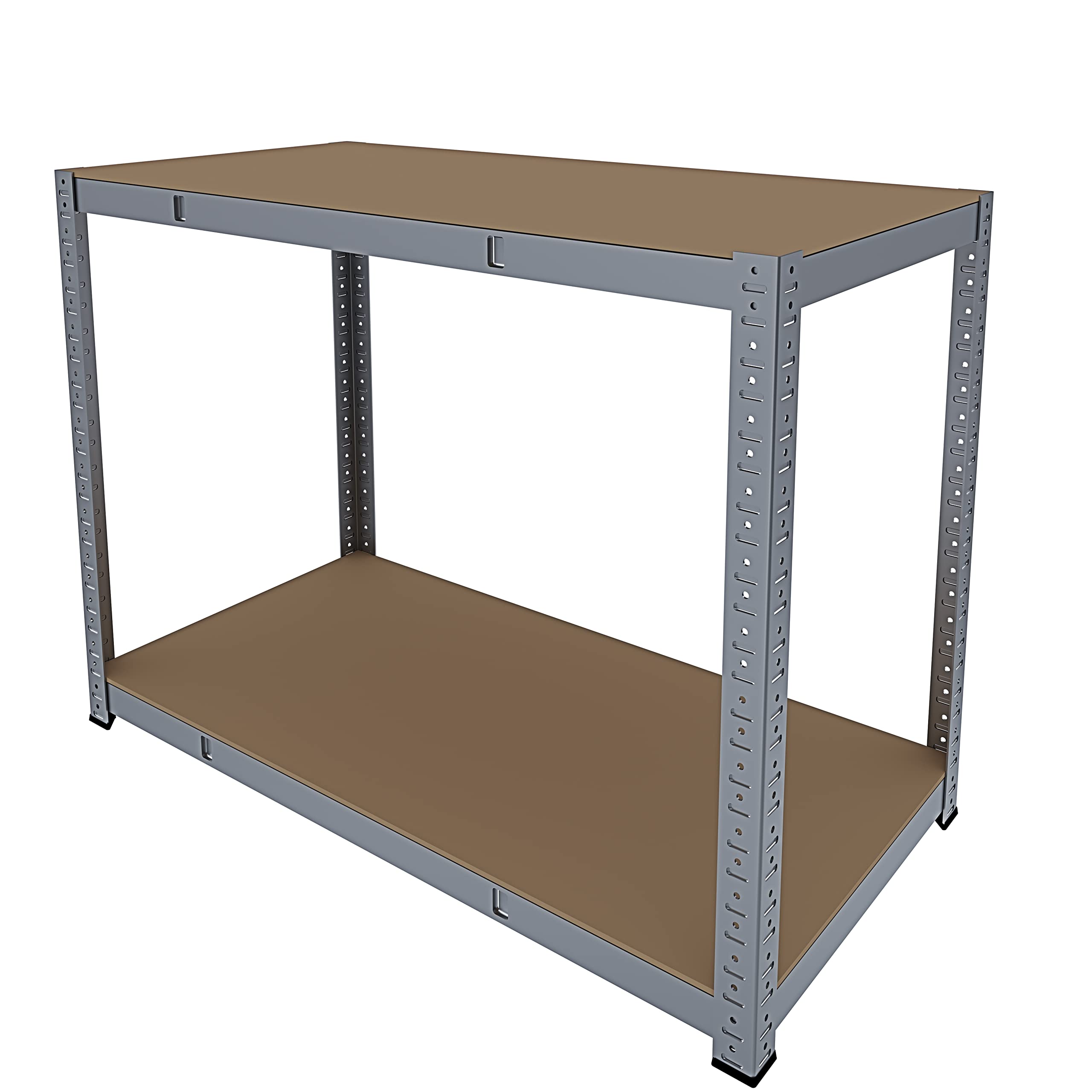Banco Tavolo Da Lavoro Senza Bulloni In Acciaio Metallo e MDF Portata Fino a 600 Kg Con 2 Ripiani Regolabili Ideale Per Garage Officina Cantina Capannone Magazzino Design Modulare 87 x 120 x 60 cm