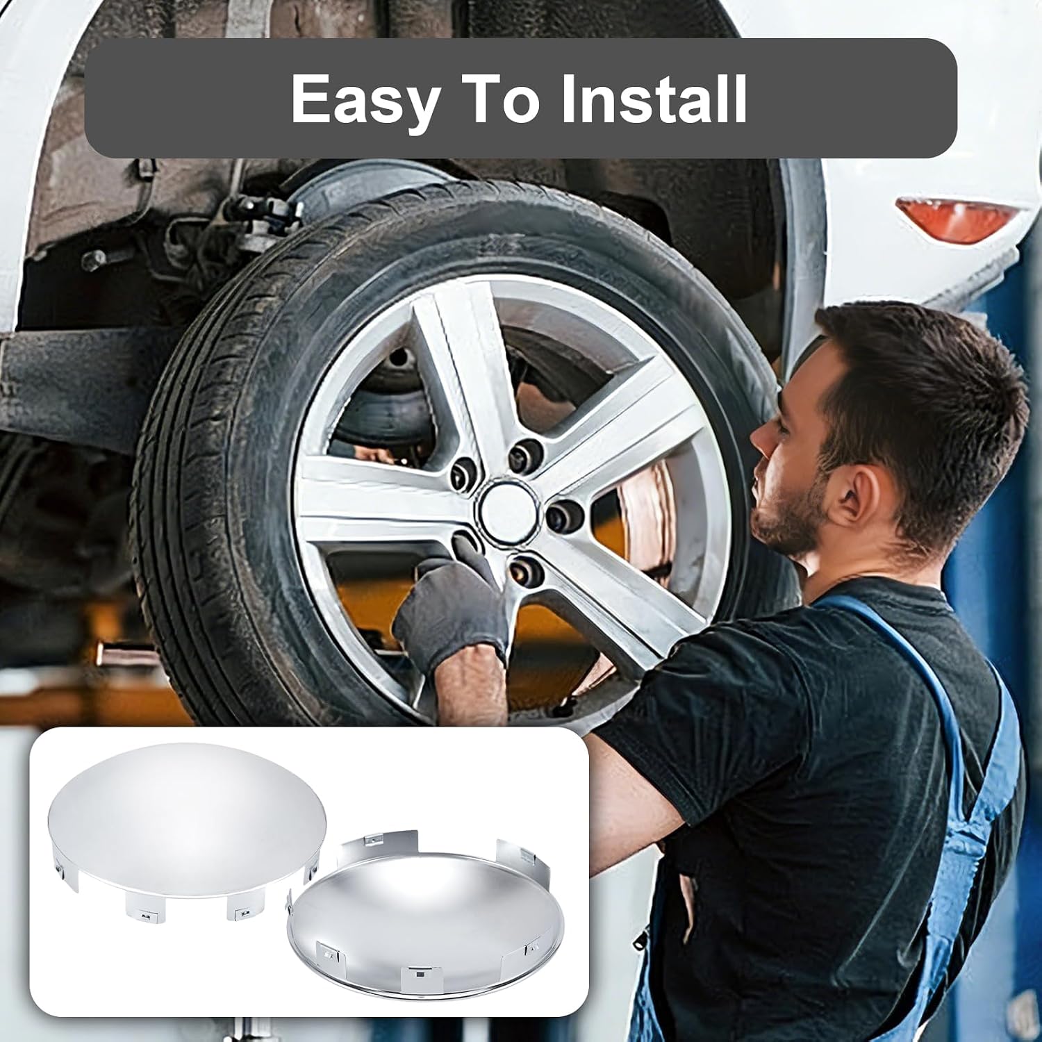Chrome Hub Cap Covers for Semi Truck 6 Uneven Notched - for Front Wheel 8.9" Hub Caps, Lip 0.9" with Pre-Installed Clips Dome Metal for Semi Truck Hub Caps, 2Pack