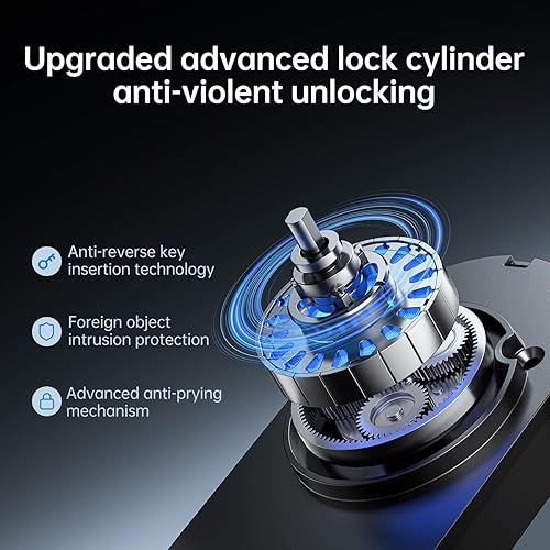 Miniatura 2 de Cerraduras inteligentes para puerta delantera cerrojo NUTOMO sin llave para puerta de entrada con asa, juego de cerradura de puerta de huellas
