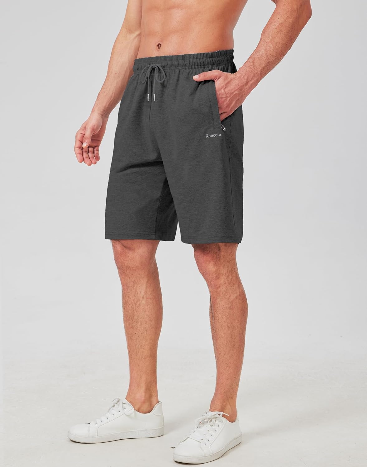 Mens Cotton Shorts Sweat Athletic Shorts for Men, Lounge, Gym, Yoga, Workout with Zipper Pockets - Image 3