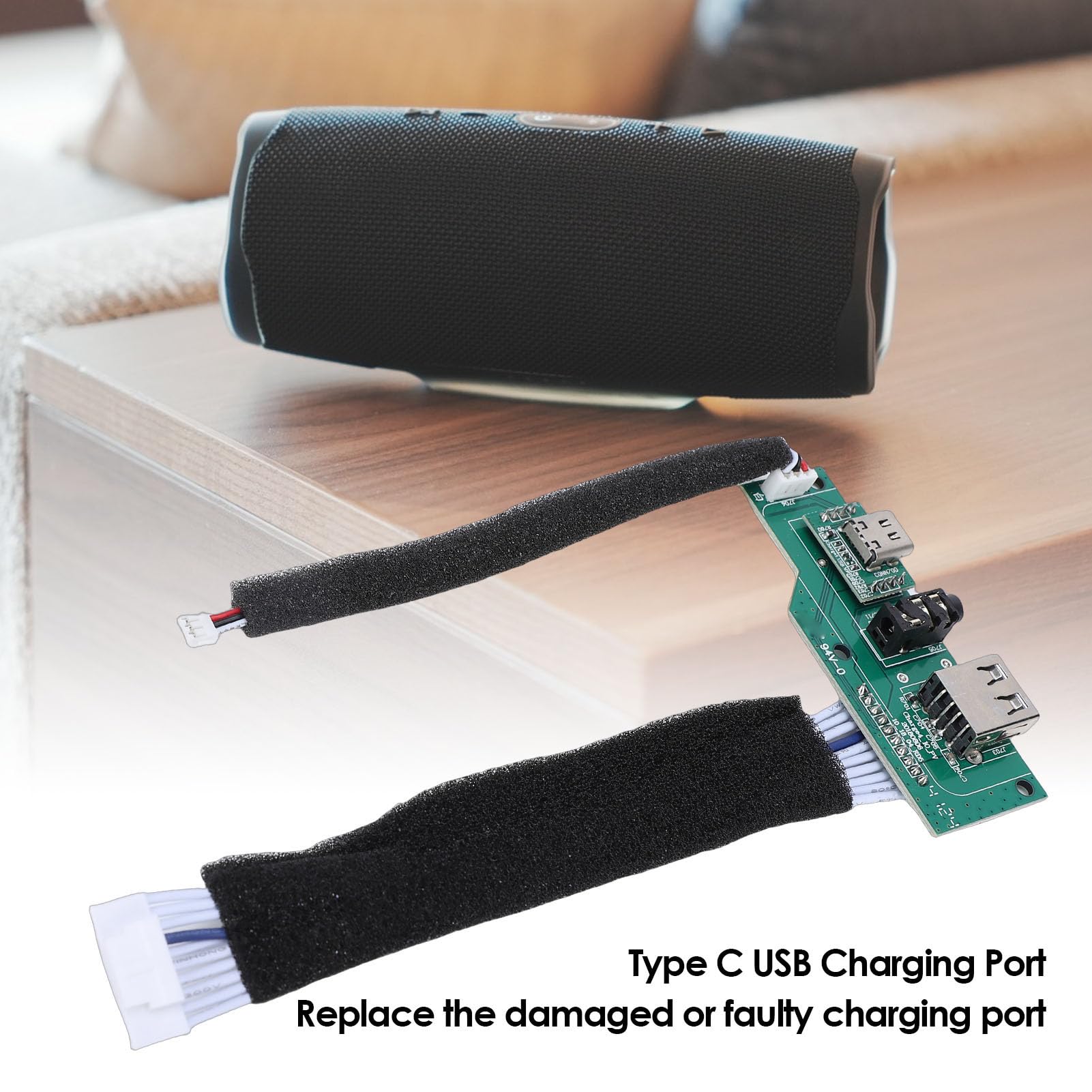 Generic Ersatz der Ladeanschlussplatine für den GG-Lautsprecher der Charge 4-Version, Typ-C-USB-Anschluss-Stromversorgungsmodul, Robuste Leiterplatte mit Anschlussdesign, Ideal für die Reparatur des