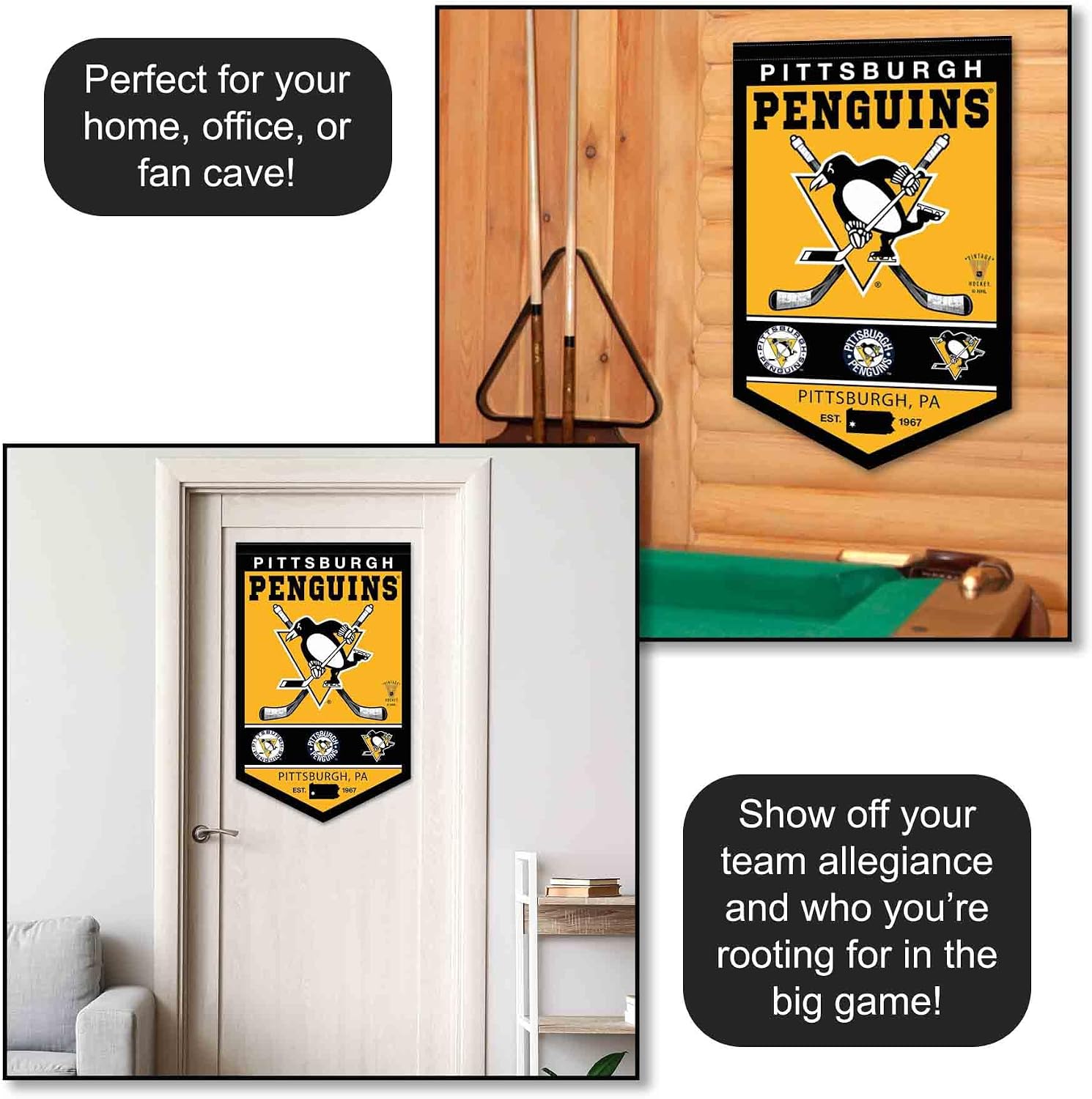 WinCraft Pittsburgh Penguins Heritage History Banner Pennant, 15x24"